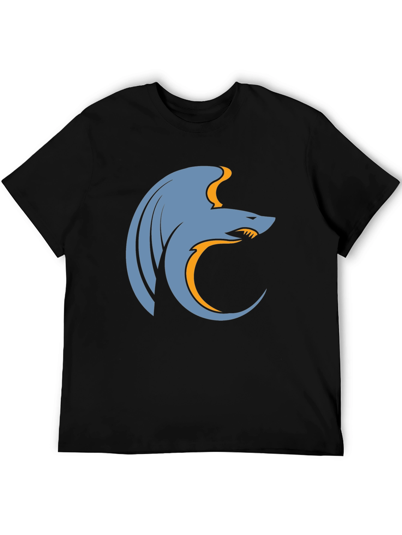 Stylized Wolf Graphic Tee - Modern Mens Black T-Shirt