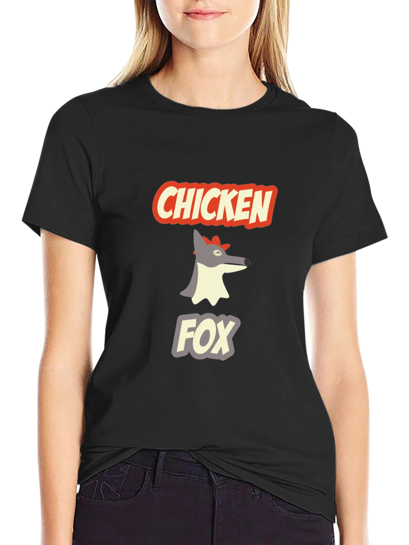 Chicken Fox Graphic T-Shirt - Funny Animal Tee