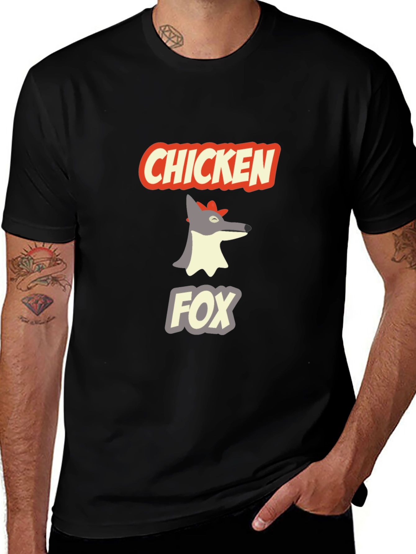 Chicken Fox Graphic T-Shirt - Funny Animal Tee