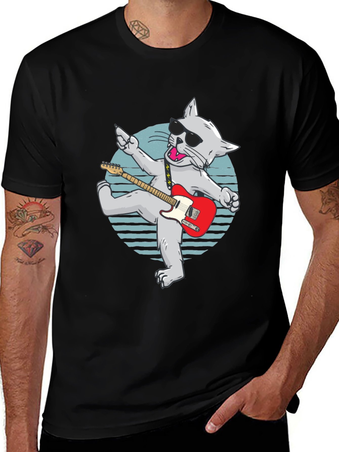 Rockstar Cat T-Shirt - Cool Graphic Tee