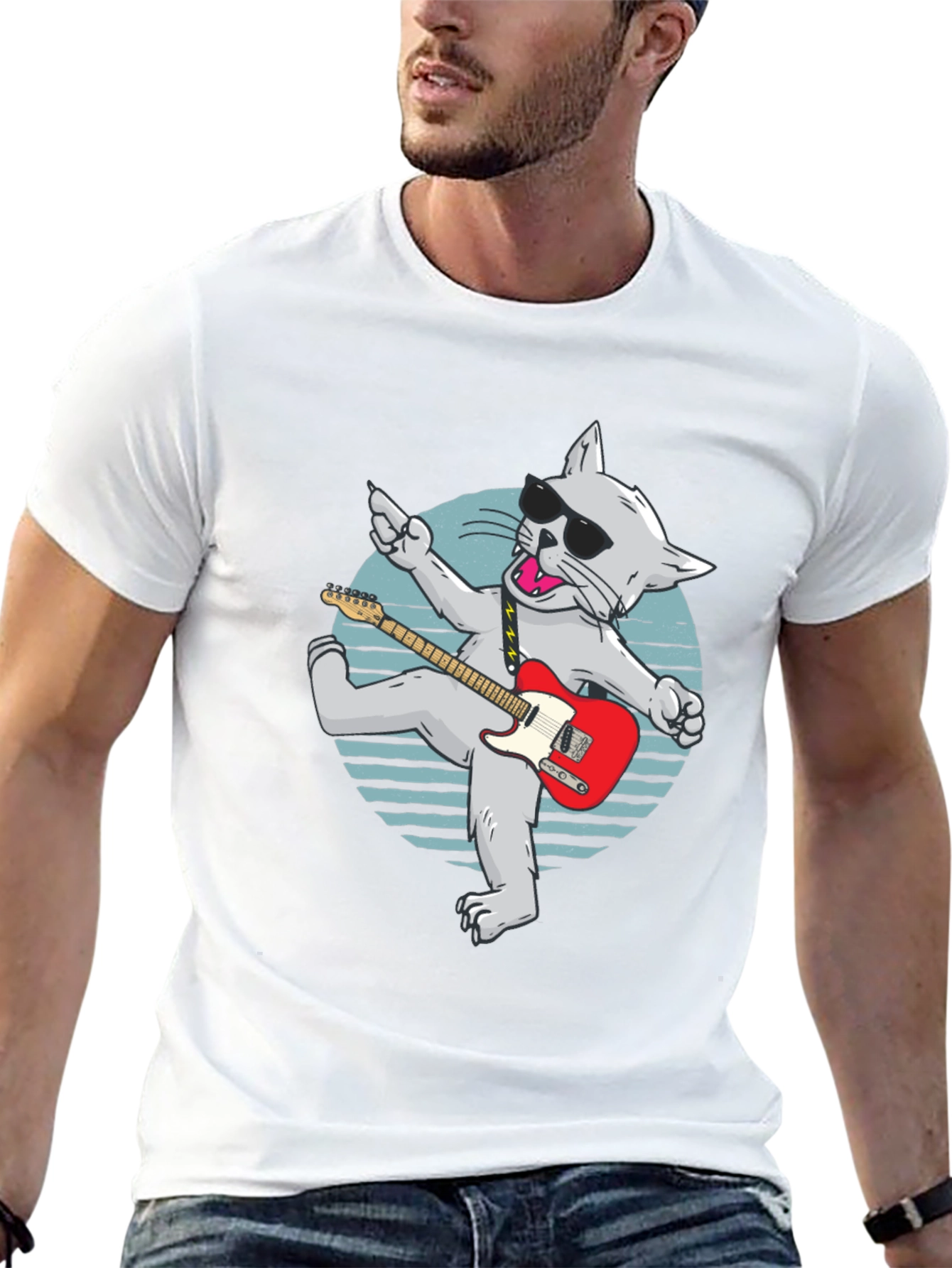 Rockstar Cat T-Shirt - Cool Graphic Tee