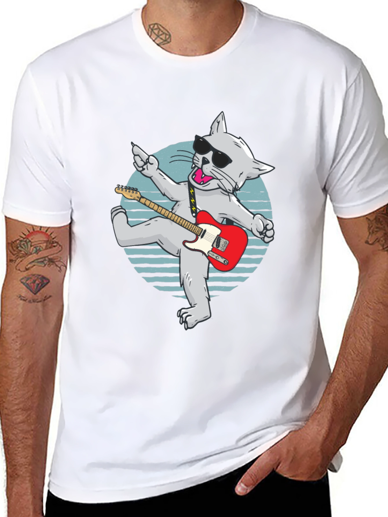 Rockstar Cat T-Shirt - Cool Graphic Tee