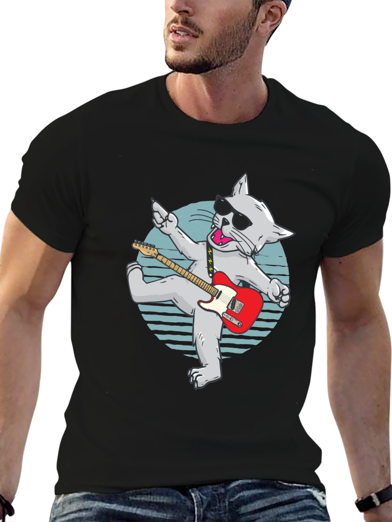 Rockstar Cat T-Shirt - Cool Graphic Tee