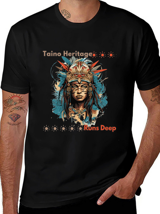 Taino Heritage T-Shirt: Runs Deep Black Tee