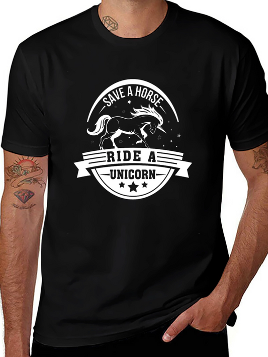 Save a Horse Ride a Unicorn Black Graphic Tee