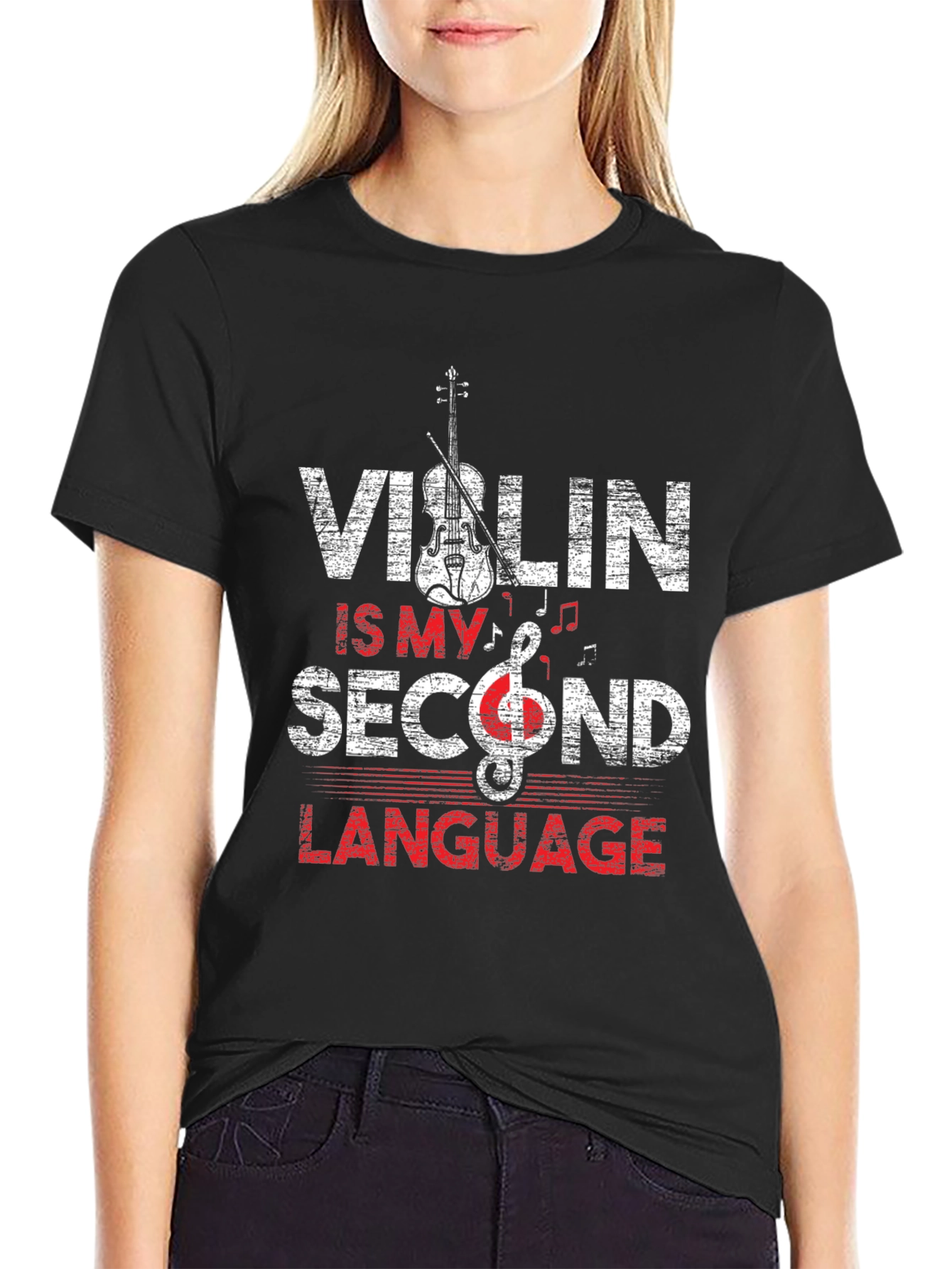 Violin Is My Second Language Graphic Tee