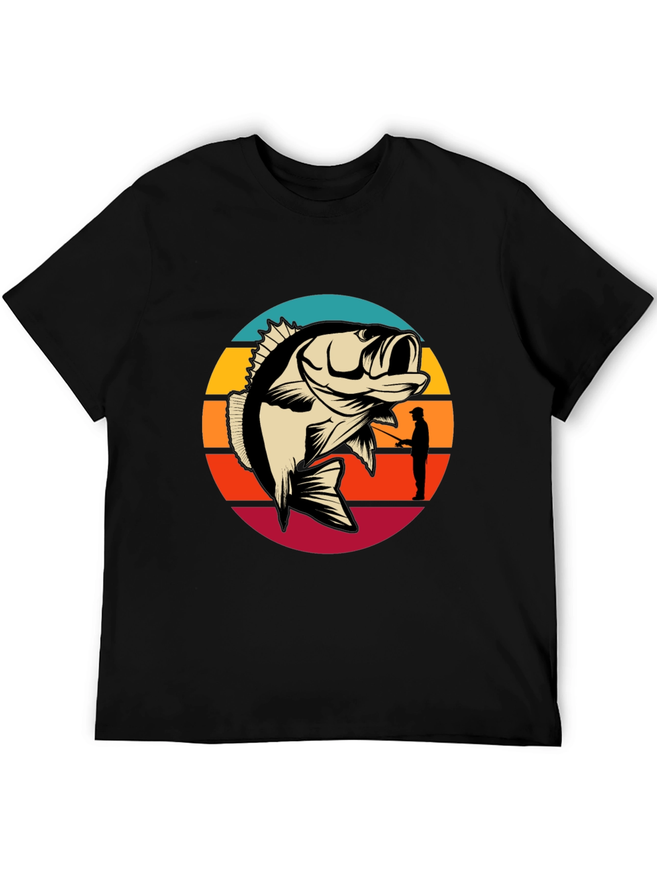 Bass Fishing Sunset Graphic T-Shirt
