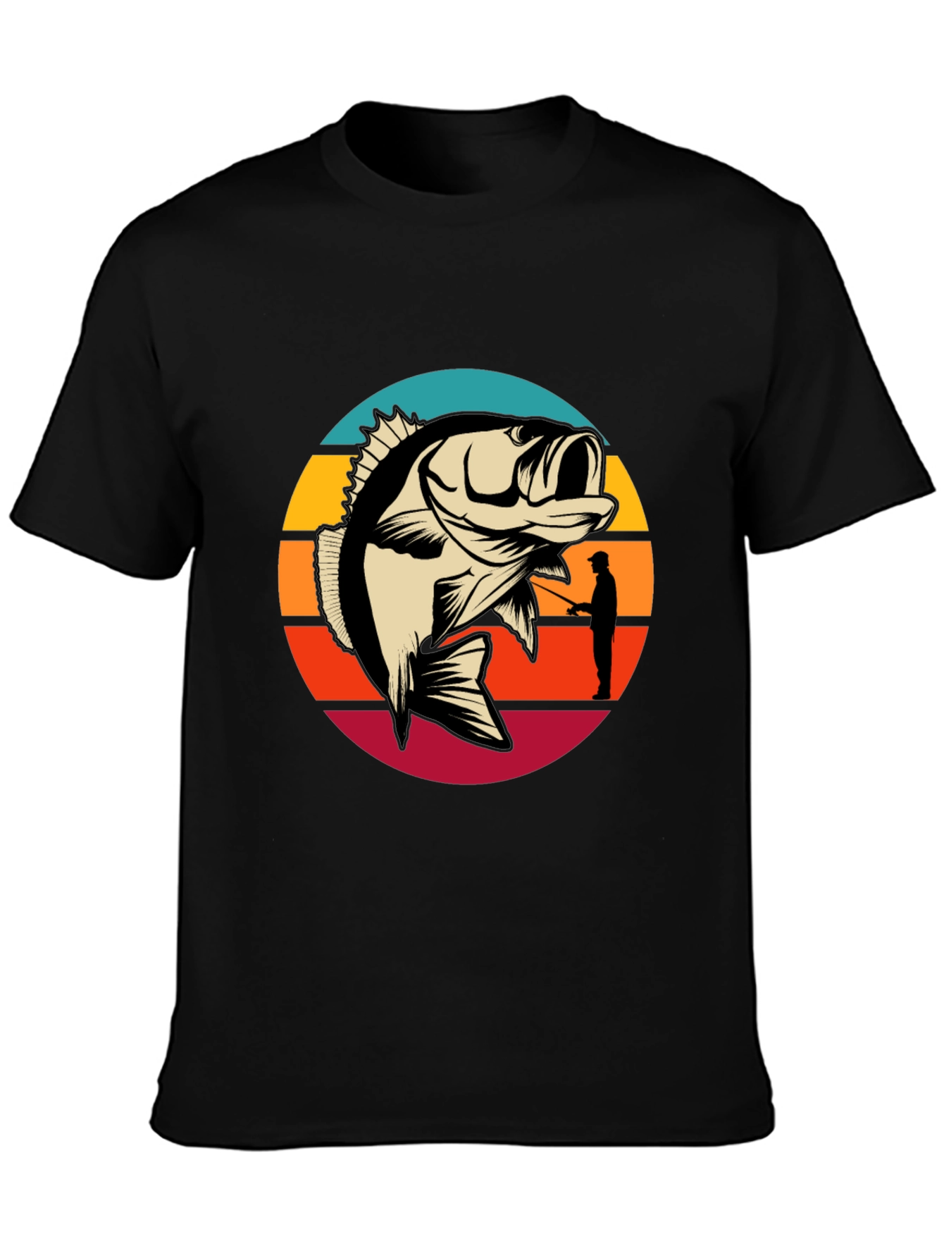 Bass Fishing Sunset Graphic T-Shirt