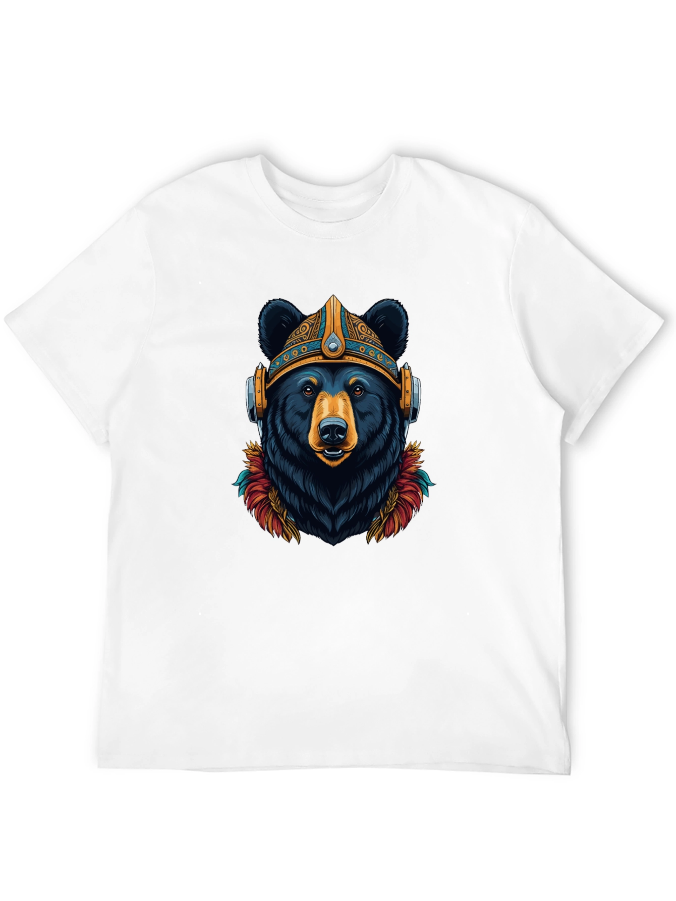 Bear Viking Helmet Headphones Graphic Tee