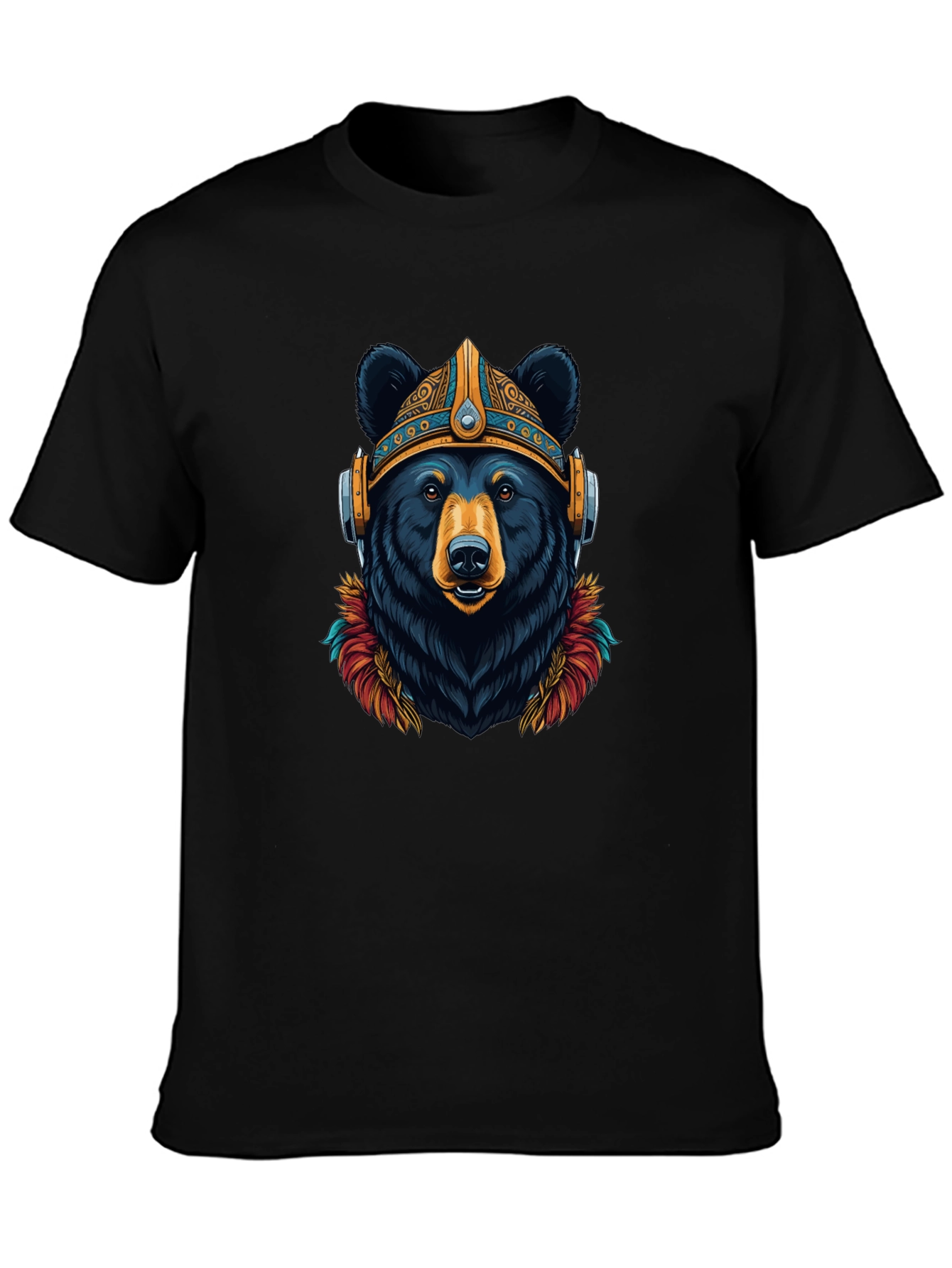 Bear Viking Helmet Headphones Graphic Tee