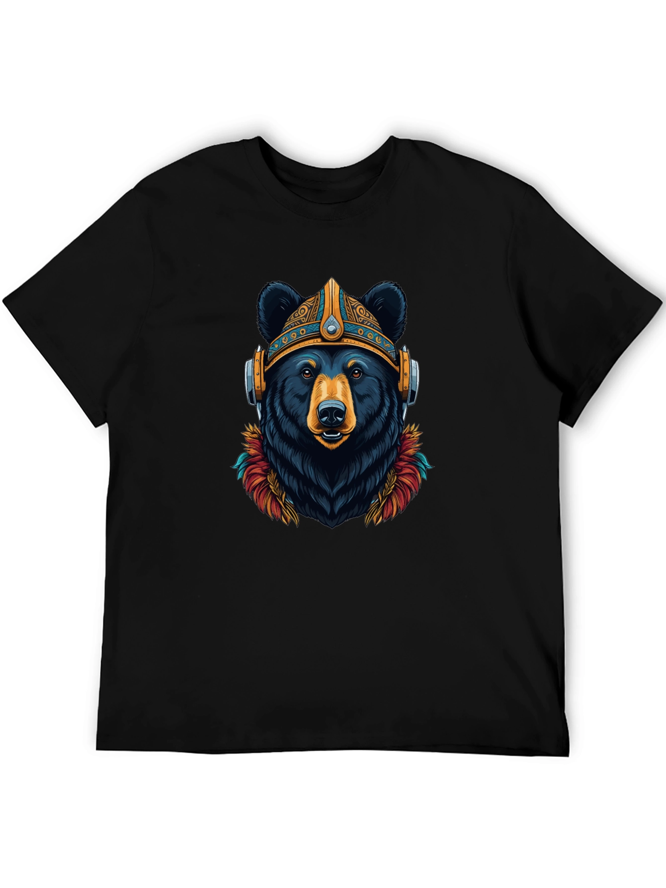 Bear Viking Helmet Headphones Graphic Tee