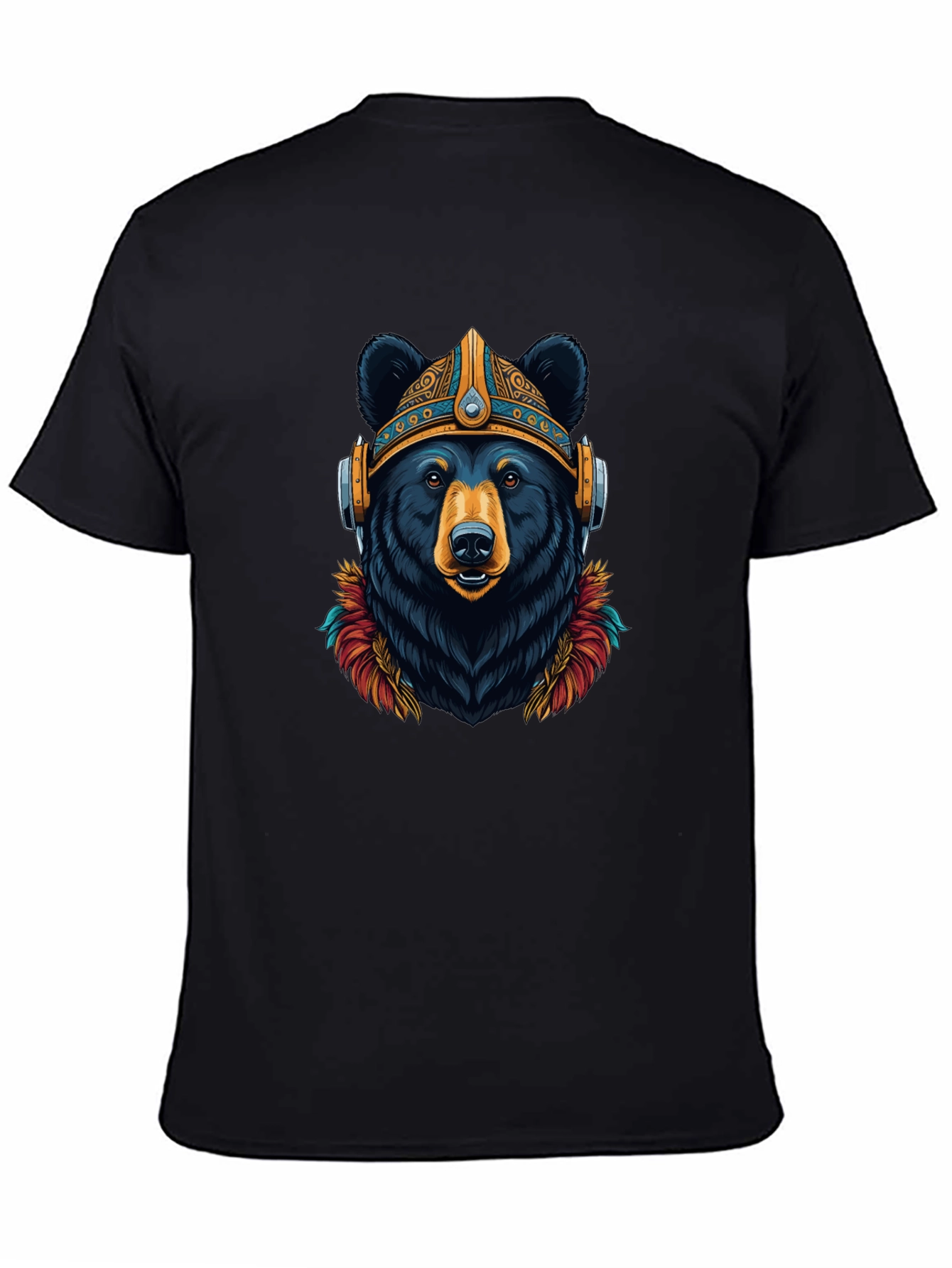 Bear Viking Helmet Headphones Graphic Tee