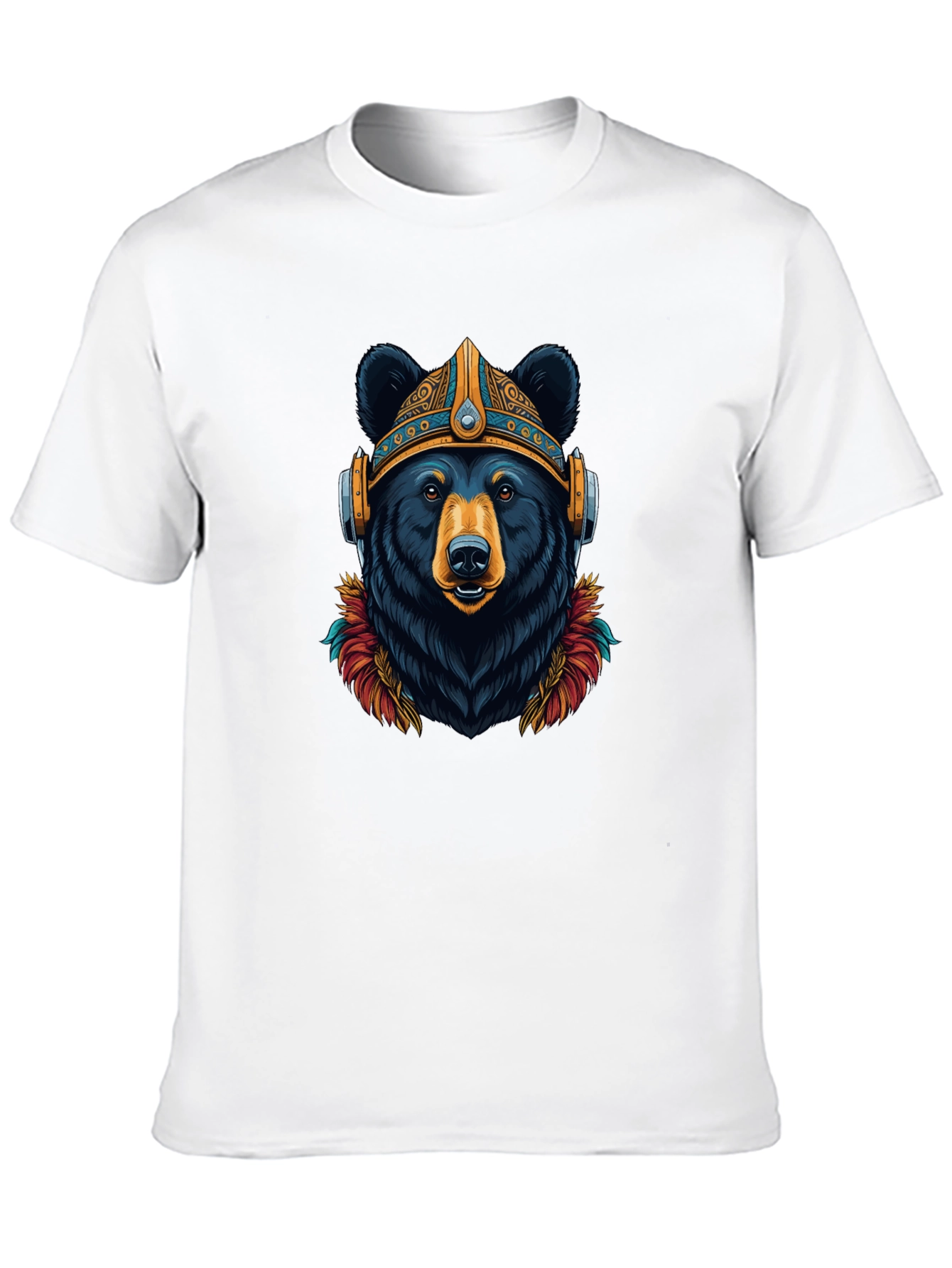 Bear Viking Helmet Headphones Graphic Tee