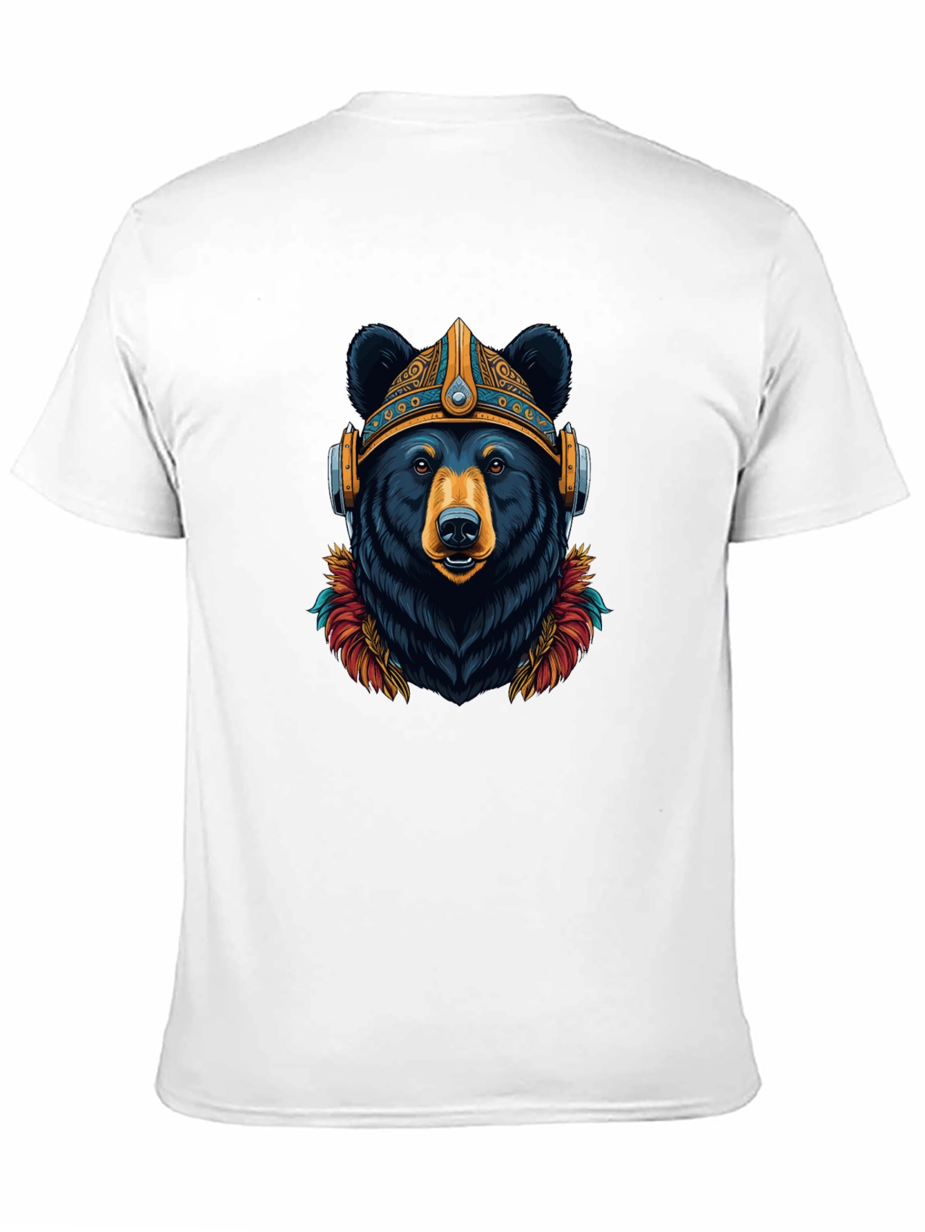 Bear Viking Helmet Headphones Graphic Tee