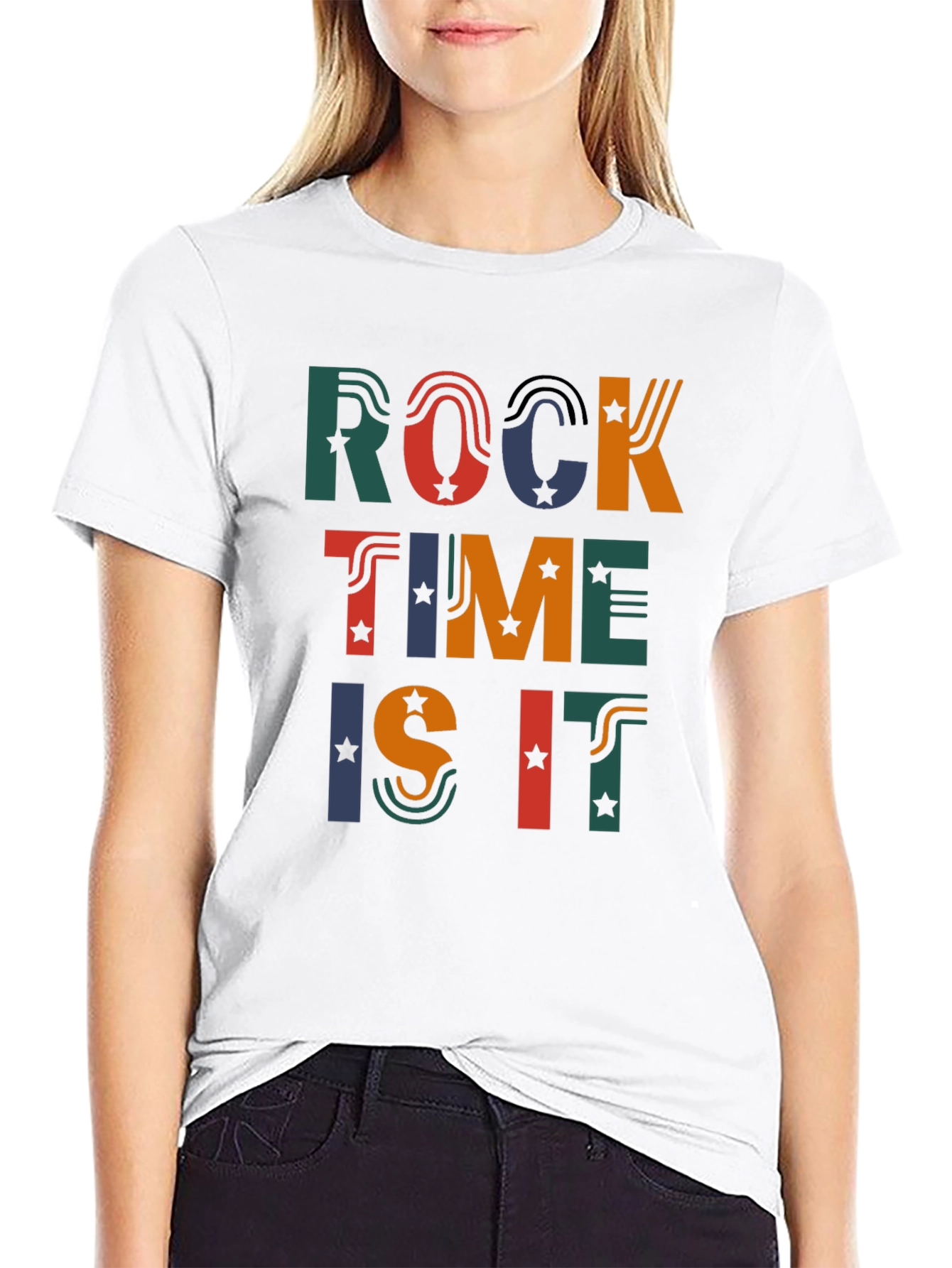 Rock Time Is It Graphic Print Tee