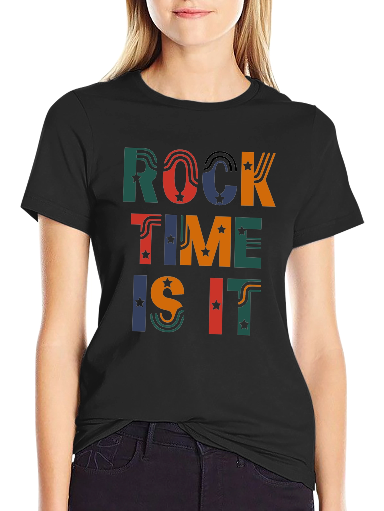 Rock Time Is It Graphic Print Tee