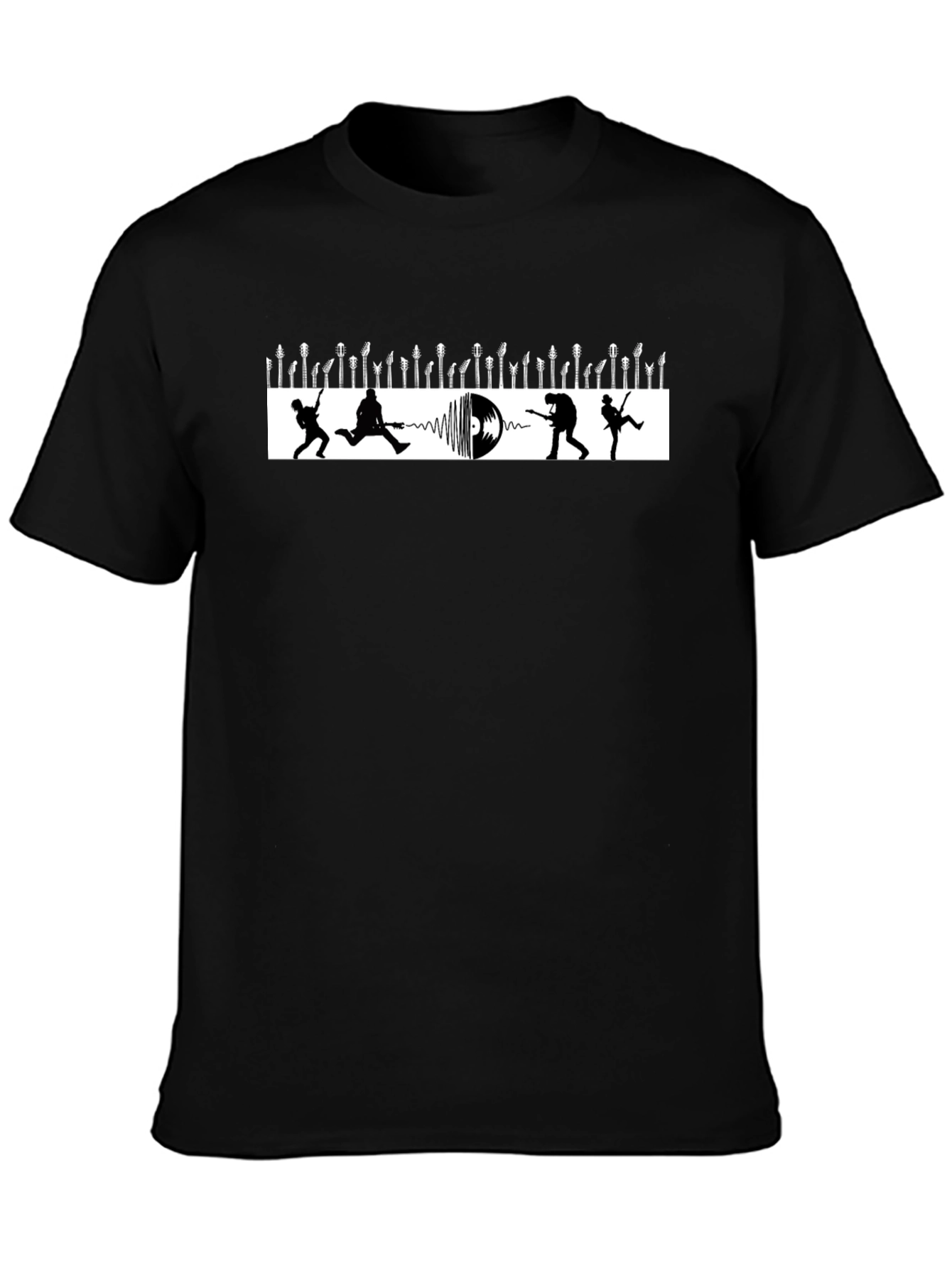 Rock Band Silhouette Graphic Tee - Black