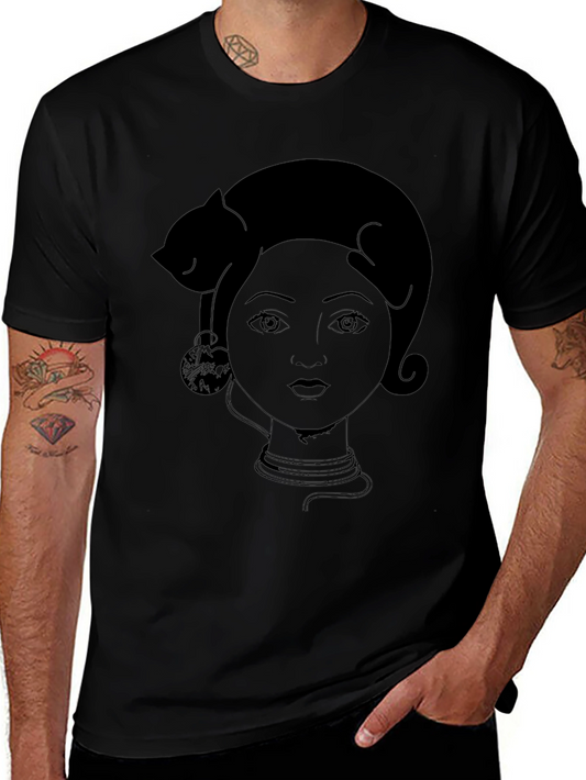 Cat Lady Graphic Tee - Black Cotton T-Shirt