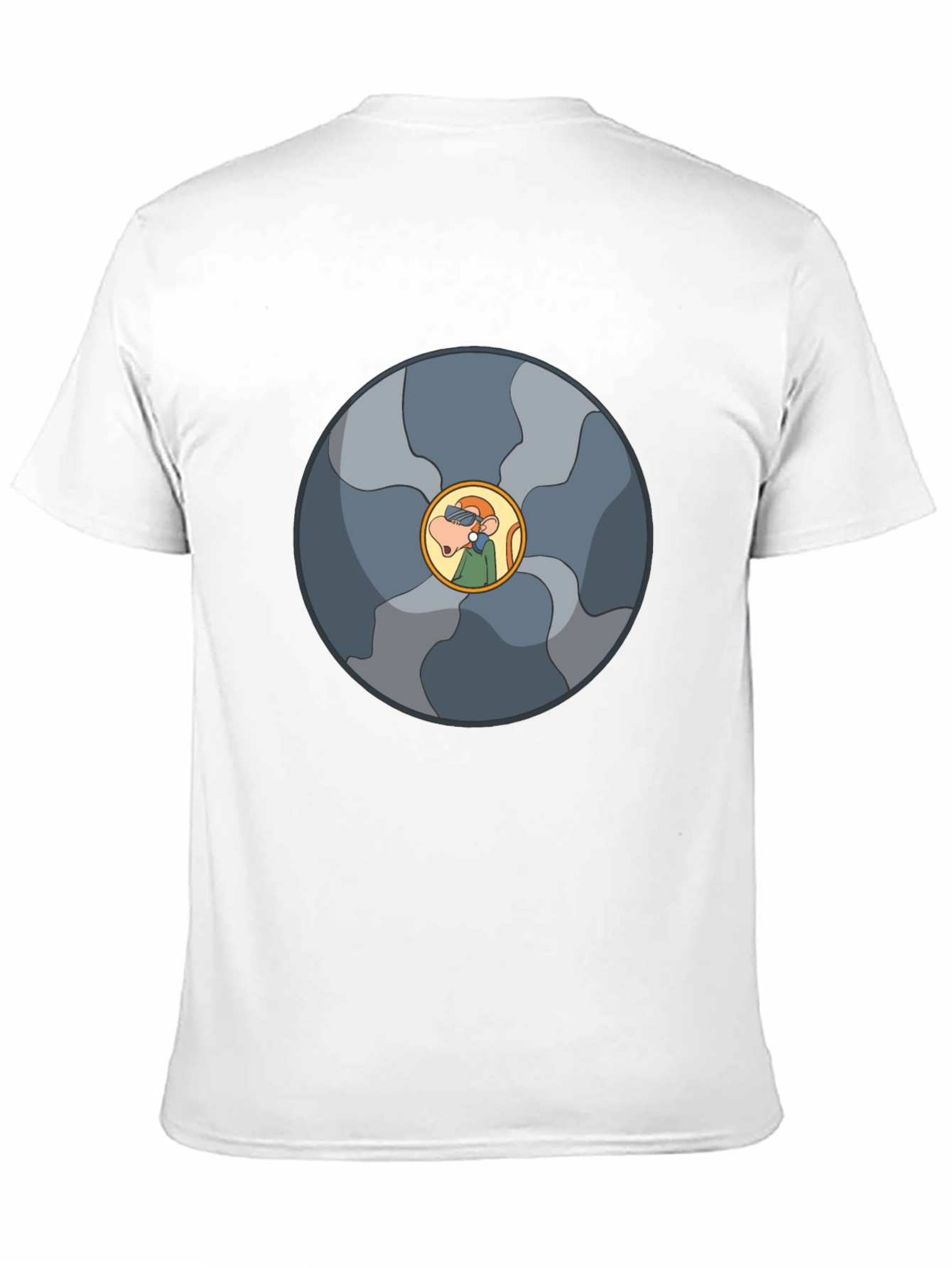 Abstract Cartoon Circle Design Black T-Shirt