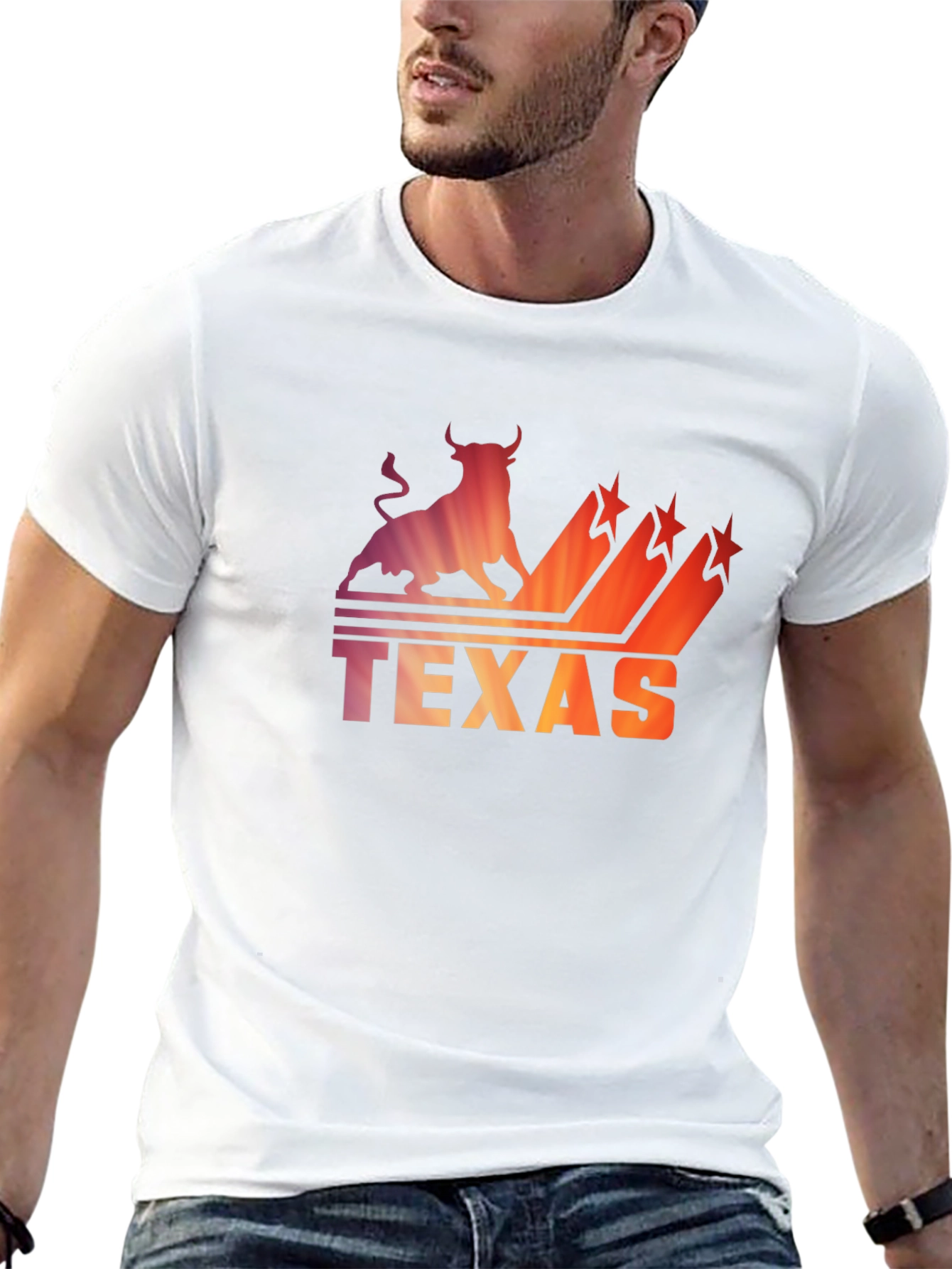 Texas Bull Silhouette Mens Graphic Tee - Black