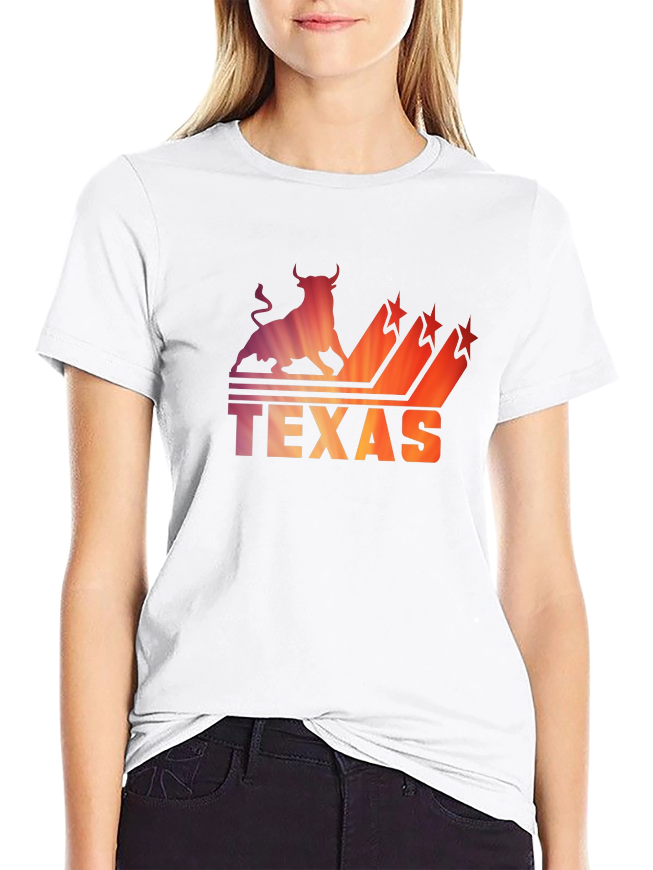 Texas Bull Silhouette Mens Graphic Tee - Black