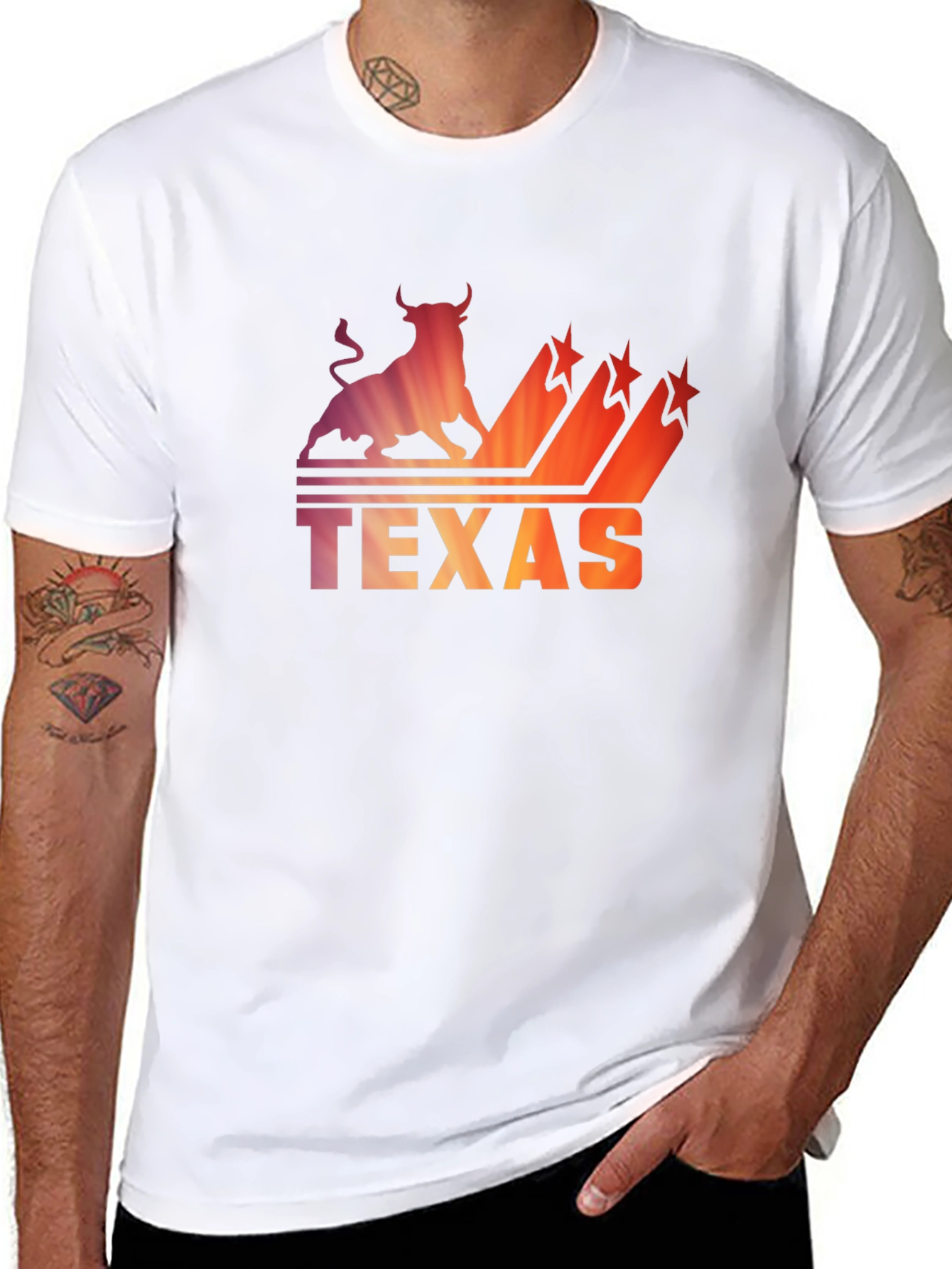 Texas Bull Silhouette Mens Graphic Tee - Black