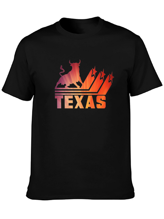 Texas Bull Silhouette Mens Graphic Tee - Black