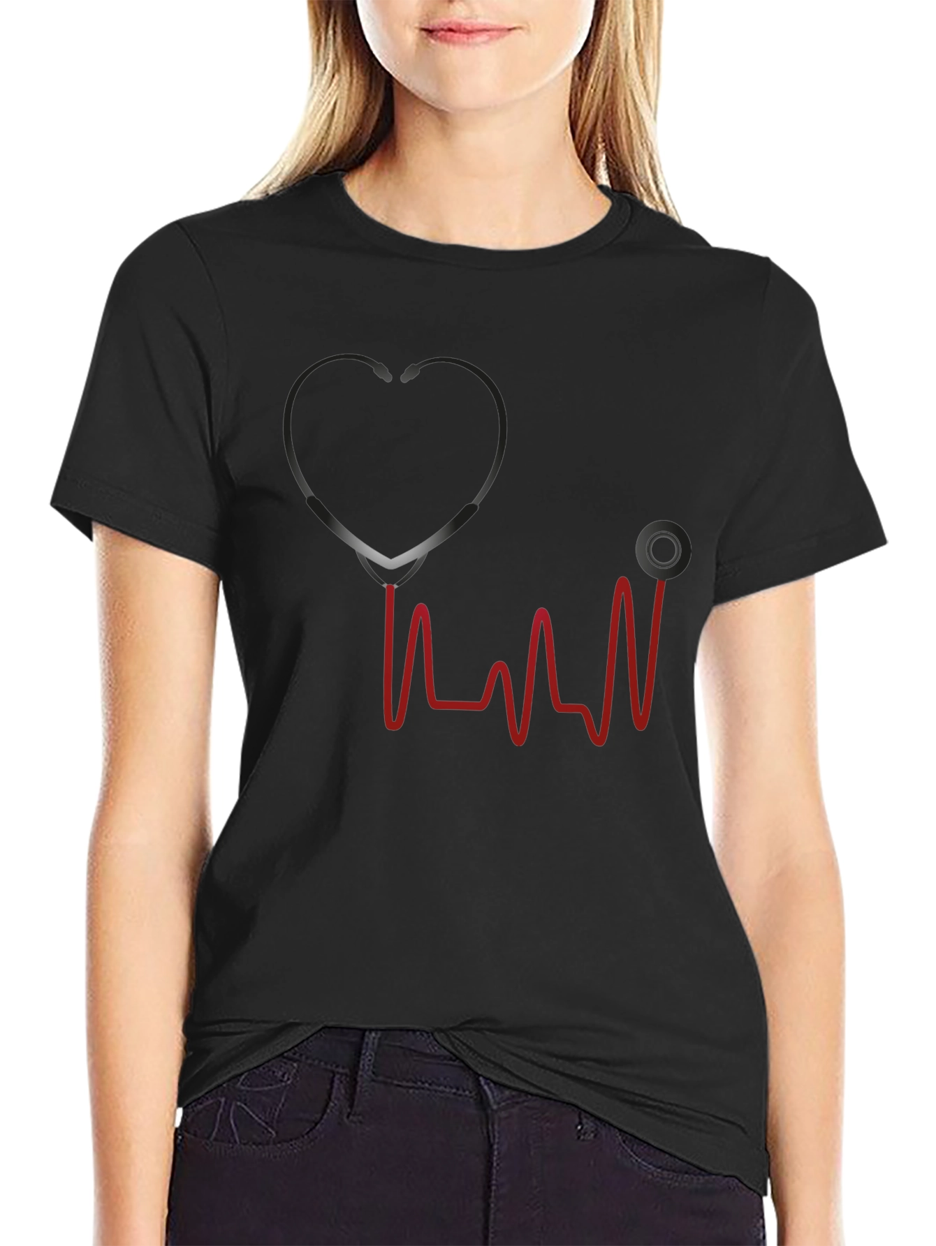 Stethoscope Heartbeat Graphic T-Shirt