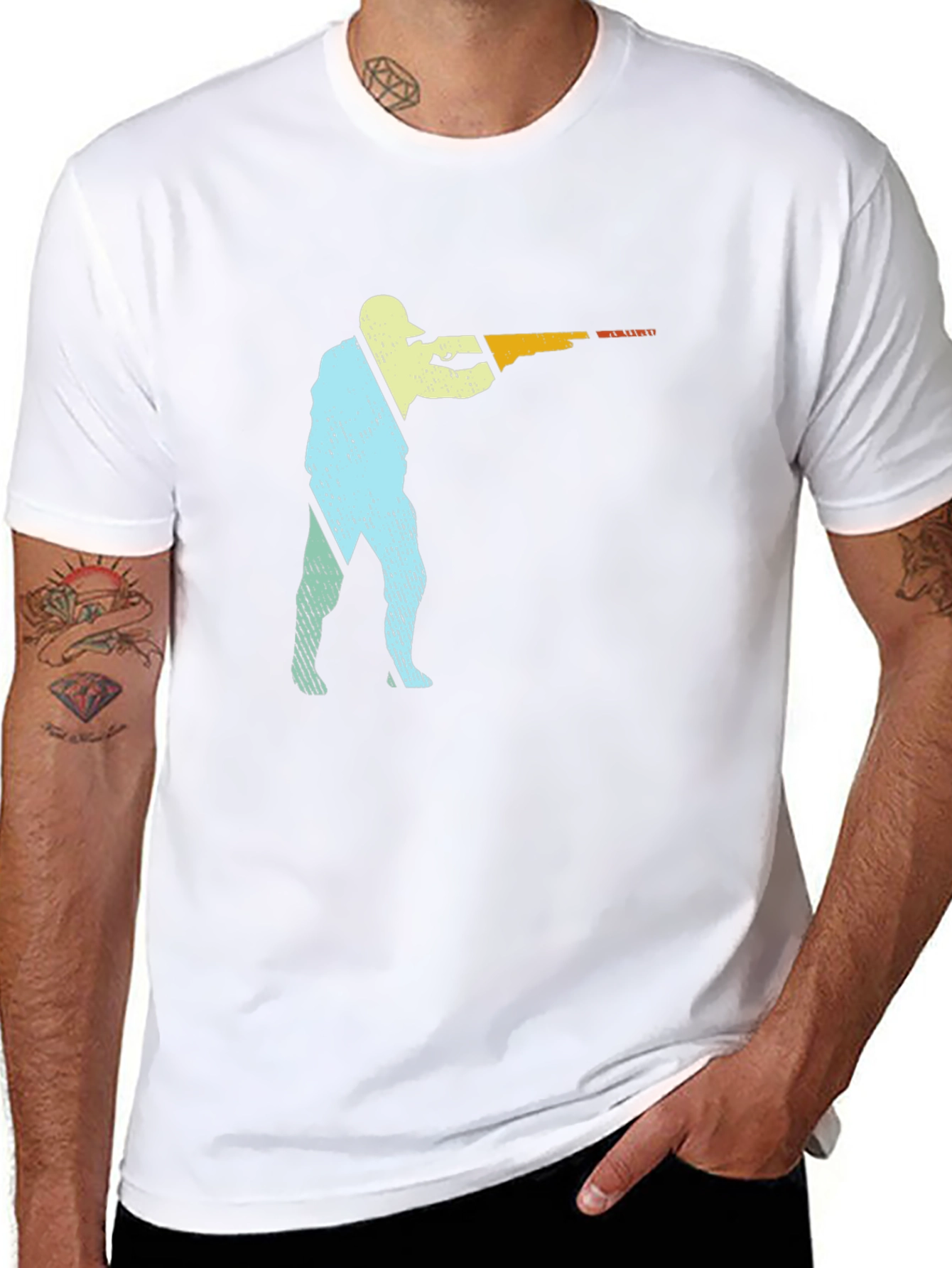 Skeet Shooting Graphic T-Shirt Black Cotton Tee