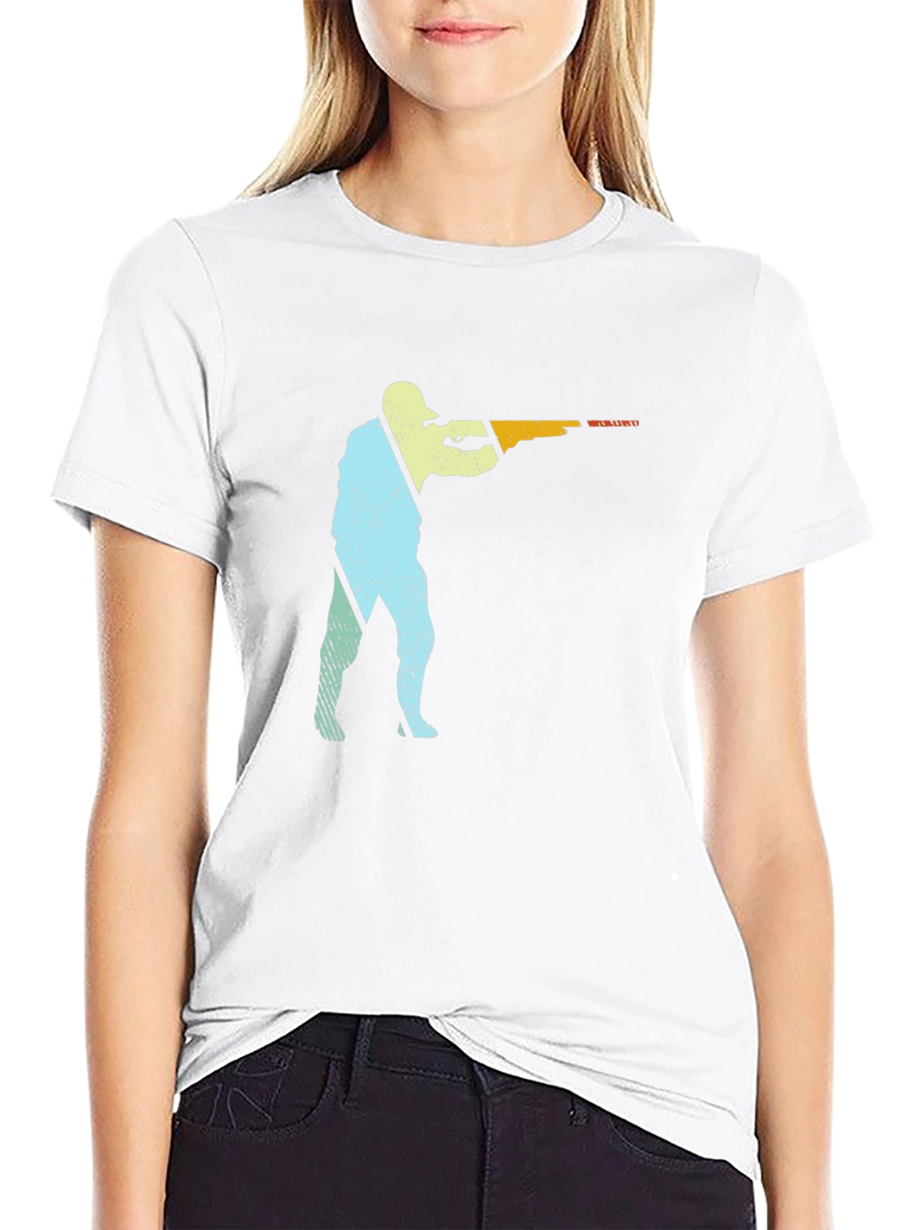 Skeet Shooting Graphic T-Shirt Black Cotton Tee