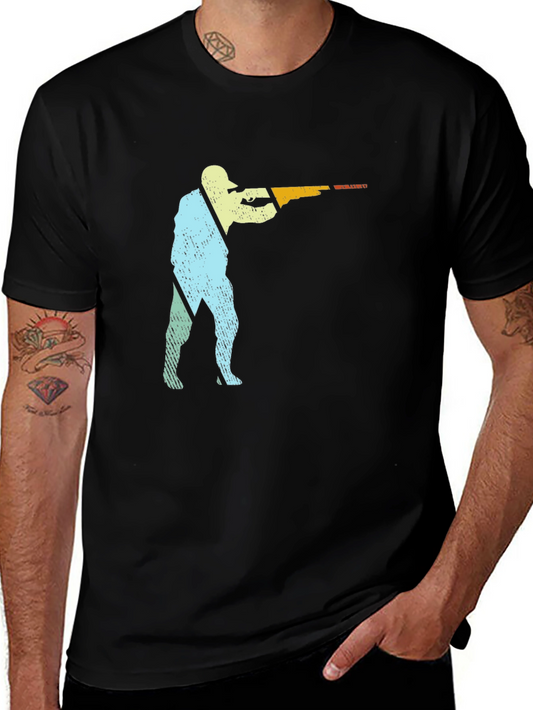 Skeet Shooting Graphic T-Shirt Black Cotton Tee