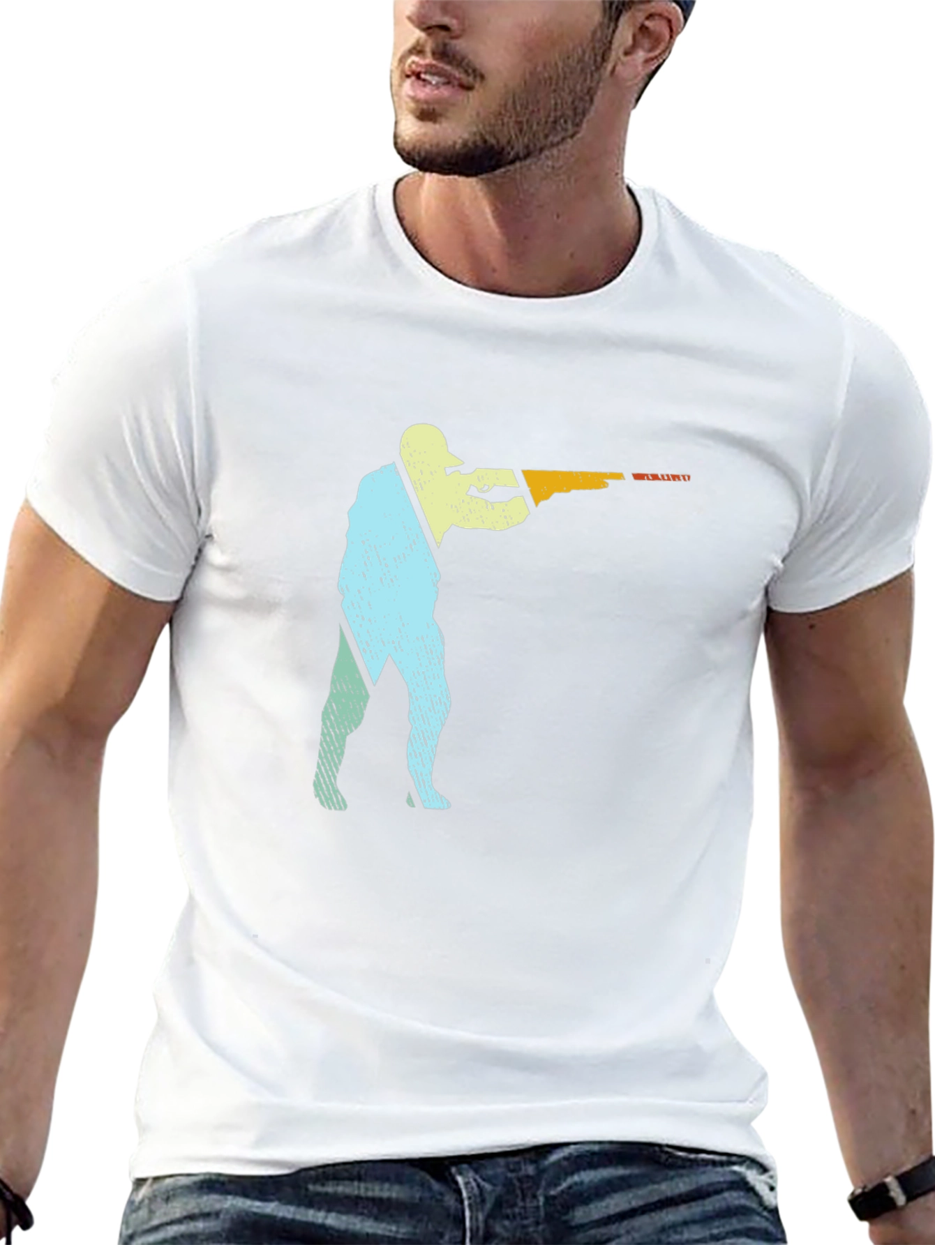 Skeet Shooting Graphic T-Shirt Black Cotton Tee