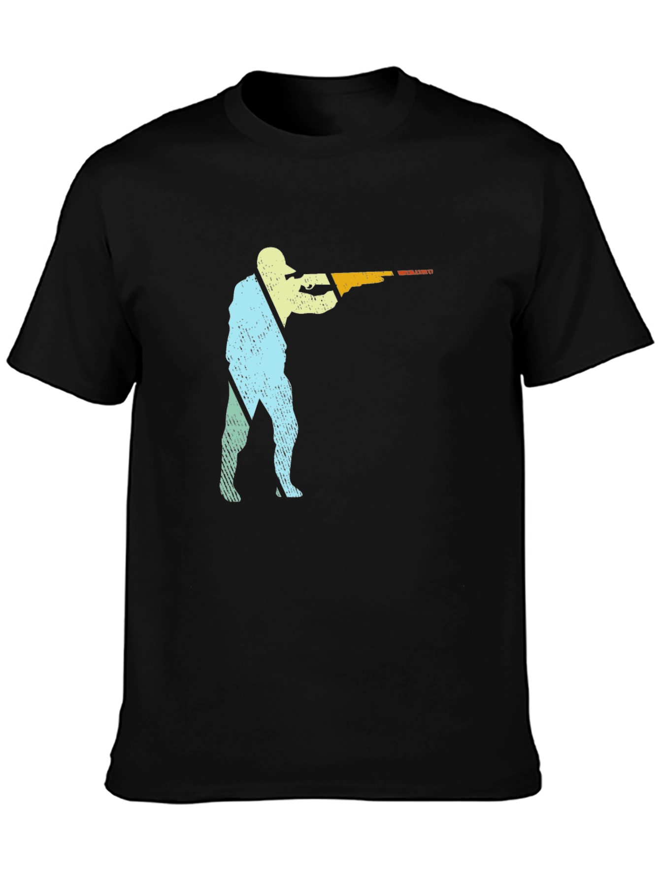 Skeet Shooting Graphic T-Shirt Black Cotton Tee