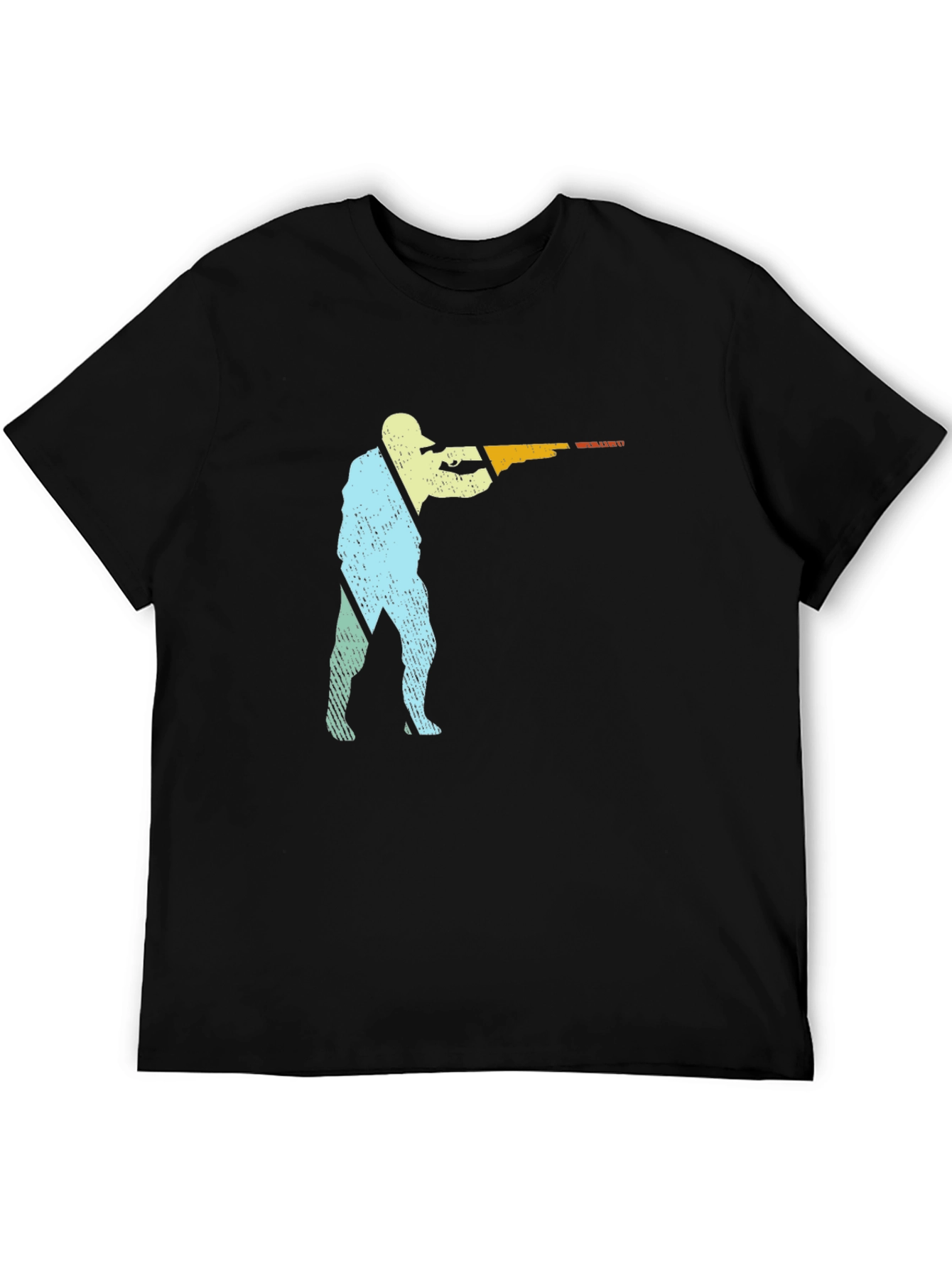 Skeet Shooting Graphic T-Shirt Black Cotton Tee
