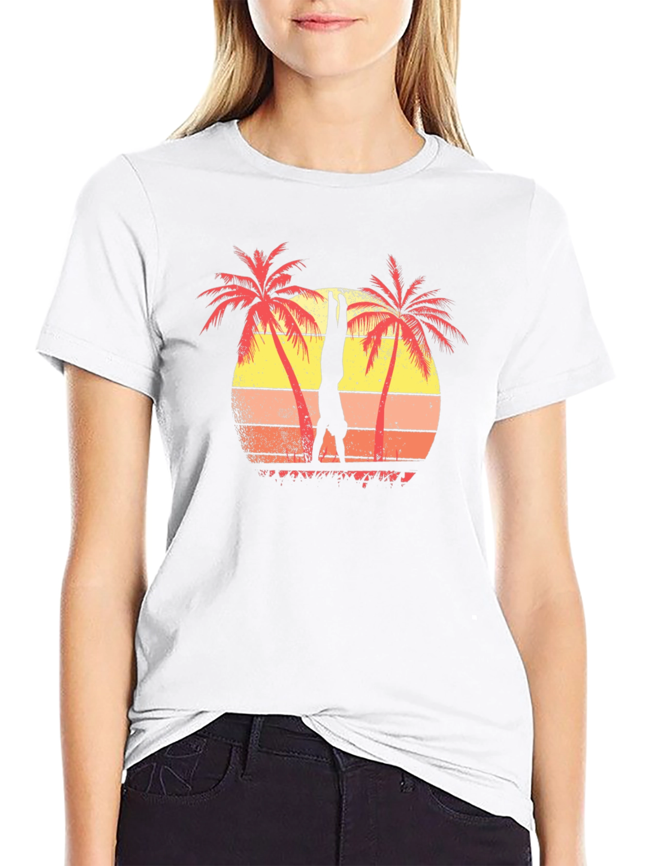 Retro Palm Tree Handstand Graphic Tee
