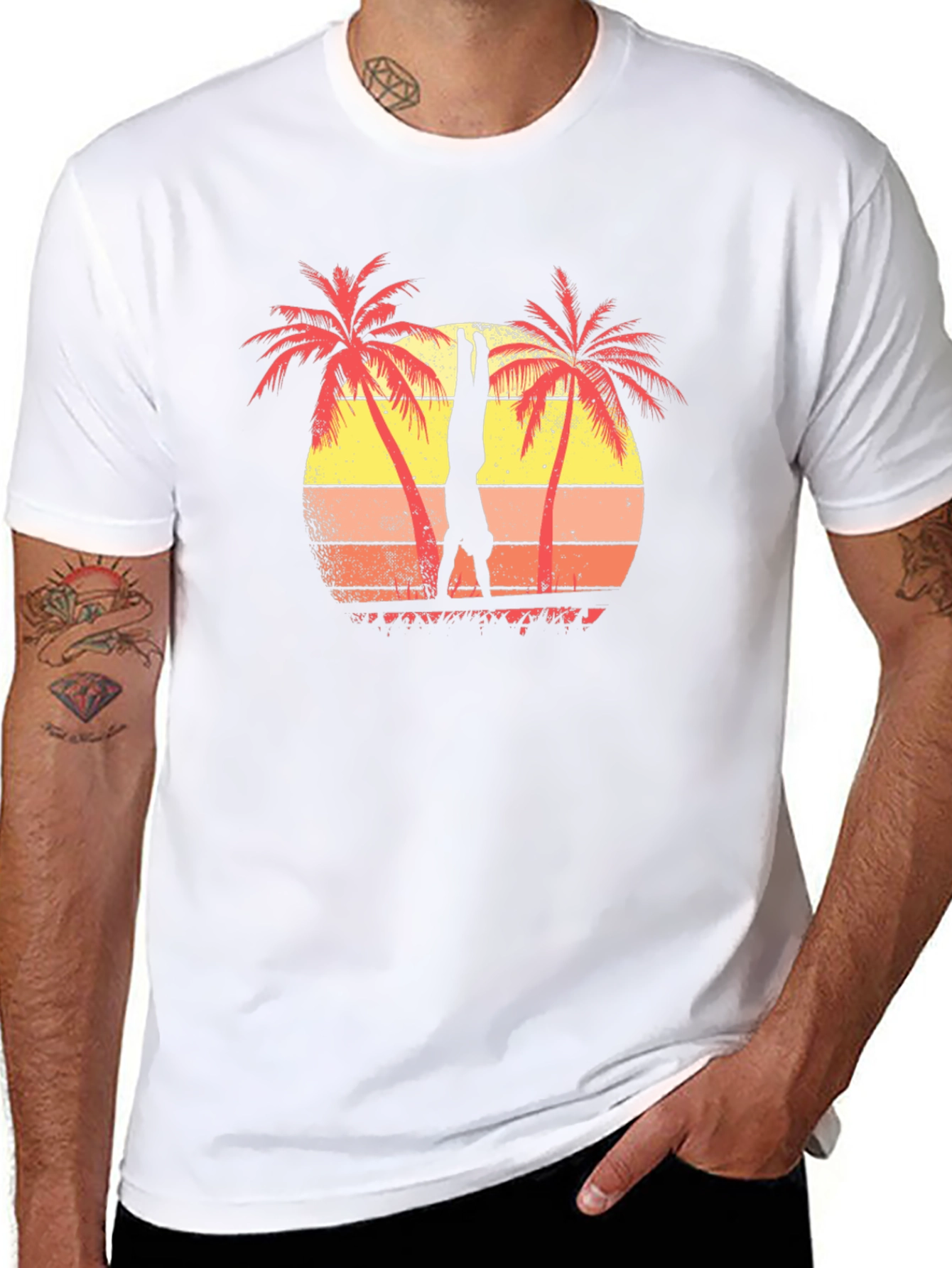 Retro Palm Tree Handstand Graphic Tee
