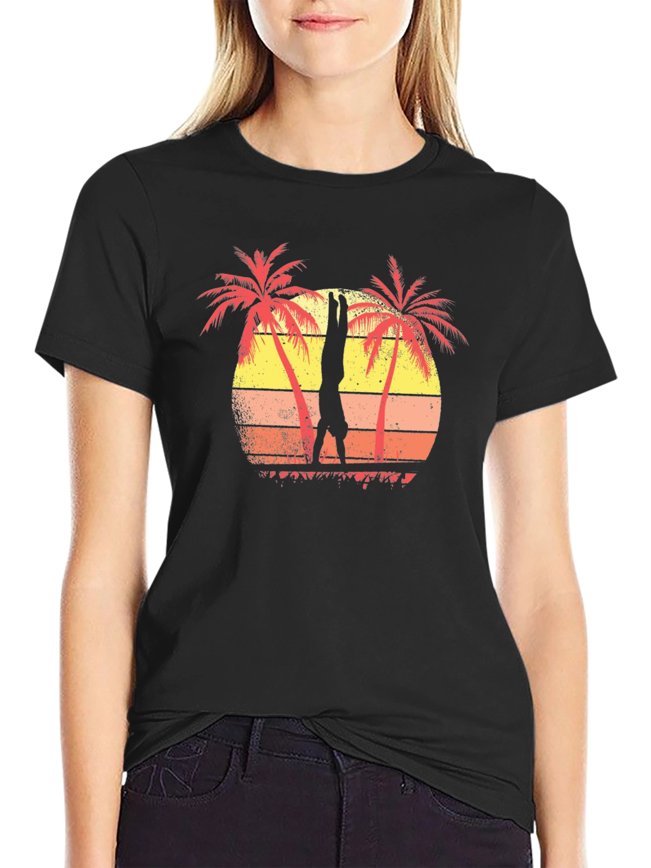 Retro Palm Tree Handstand Graphic Tee