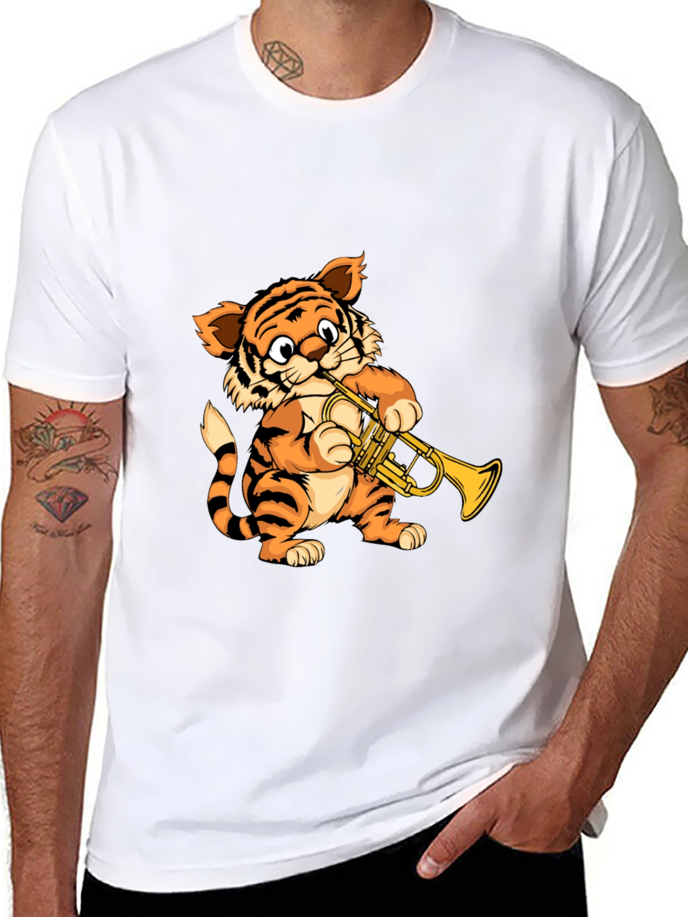 Tiger Trumpet Player Graphic T-Shirt