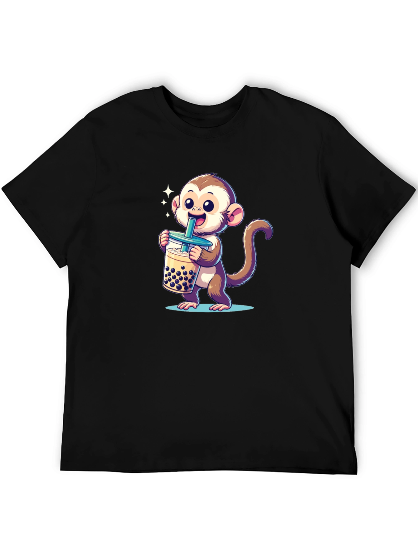 Cute Monkey Boba Tea Graphic Tee