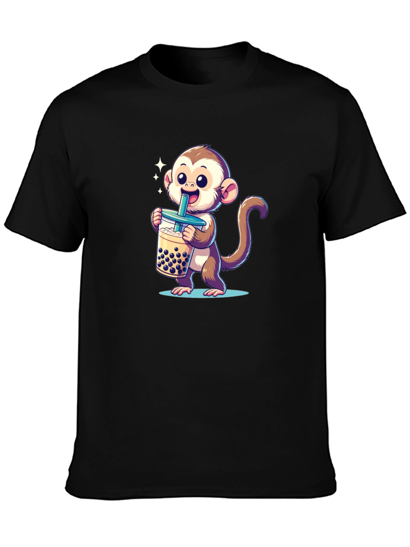 Cute Monkey Boba Tea Graphic Tee