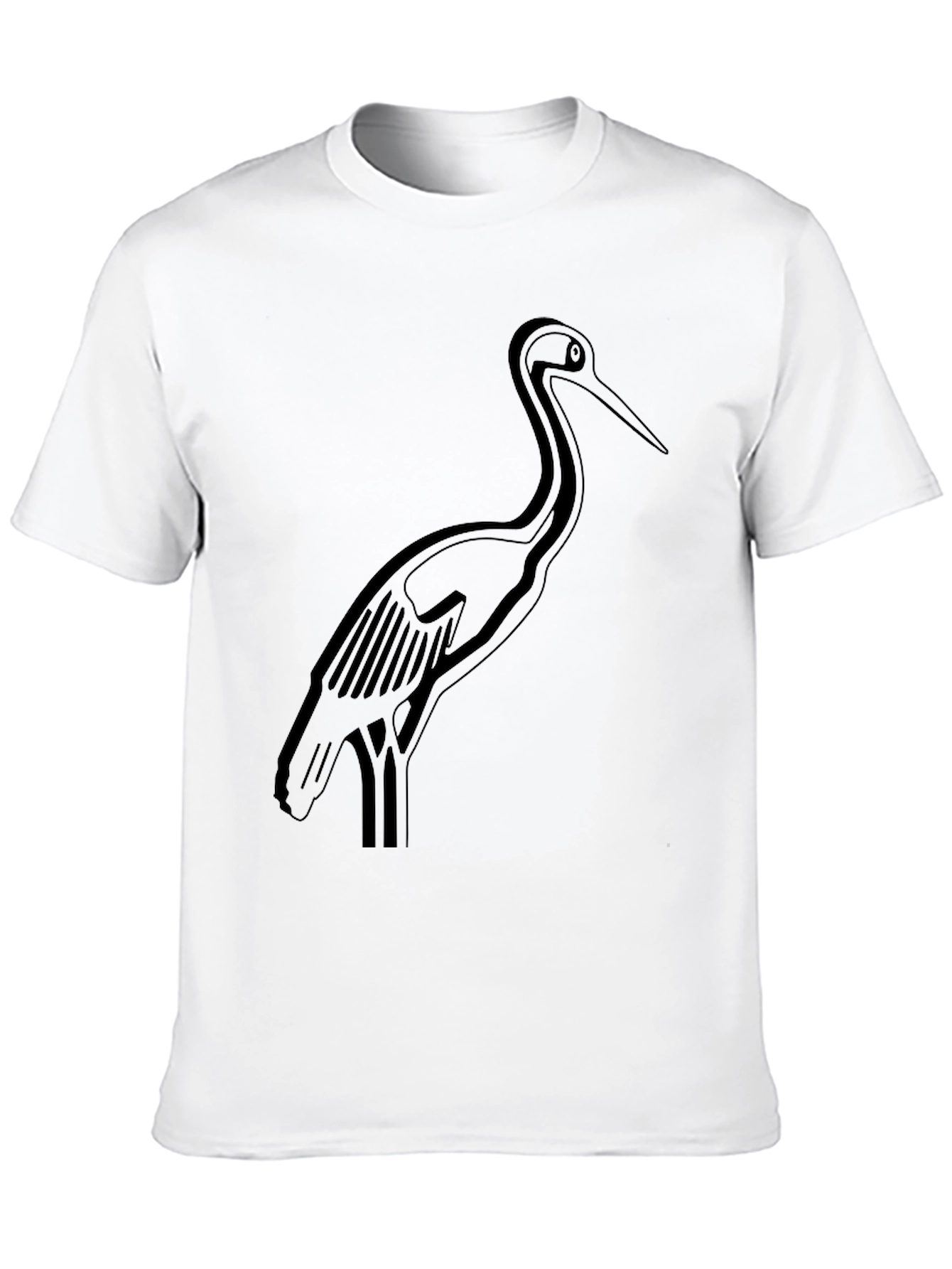 Black Crane Graphic Tee - Stylish Bird Design