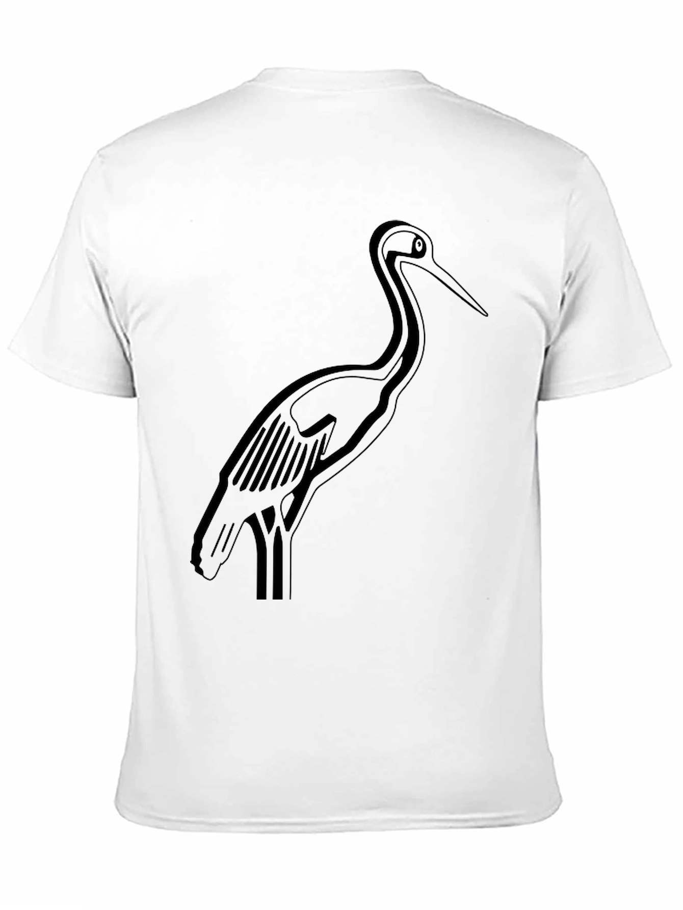 Black Crane Graphic Tee - Stylish Bird Design