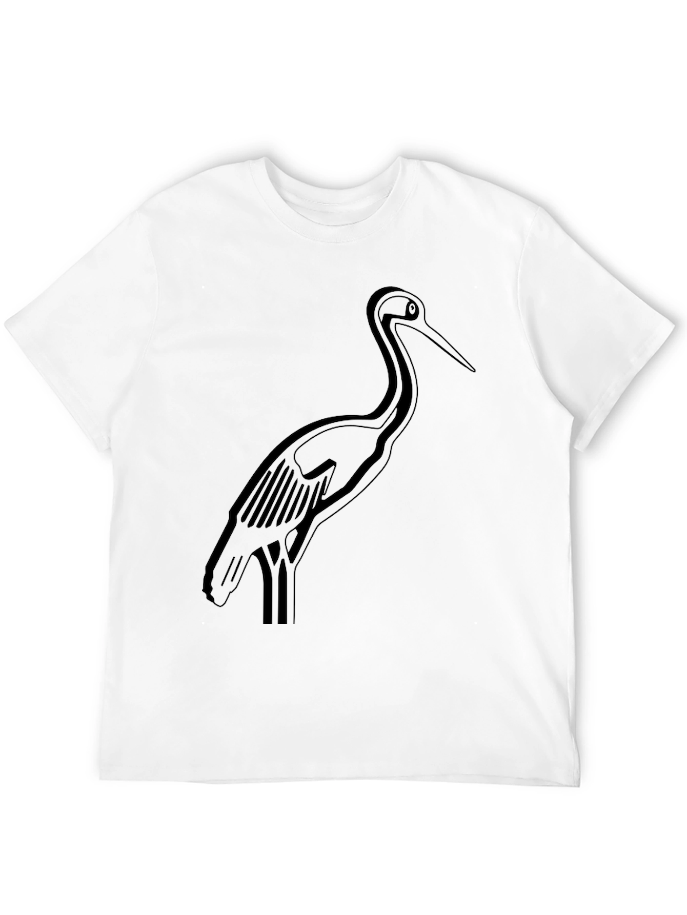 Black Crane Graphic Tee - Stylish Bird Design