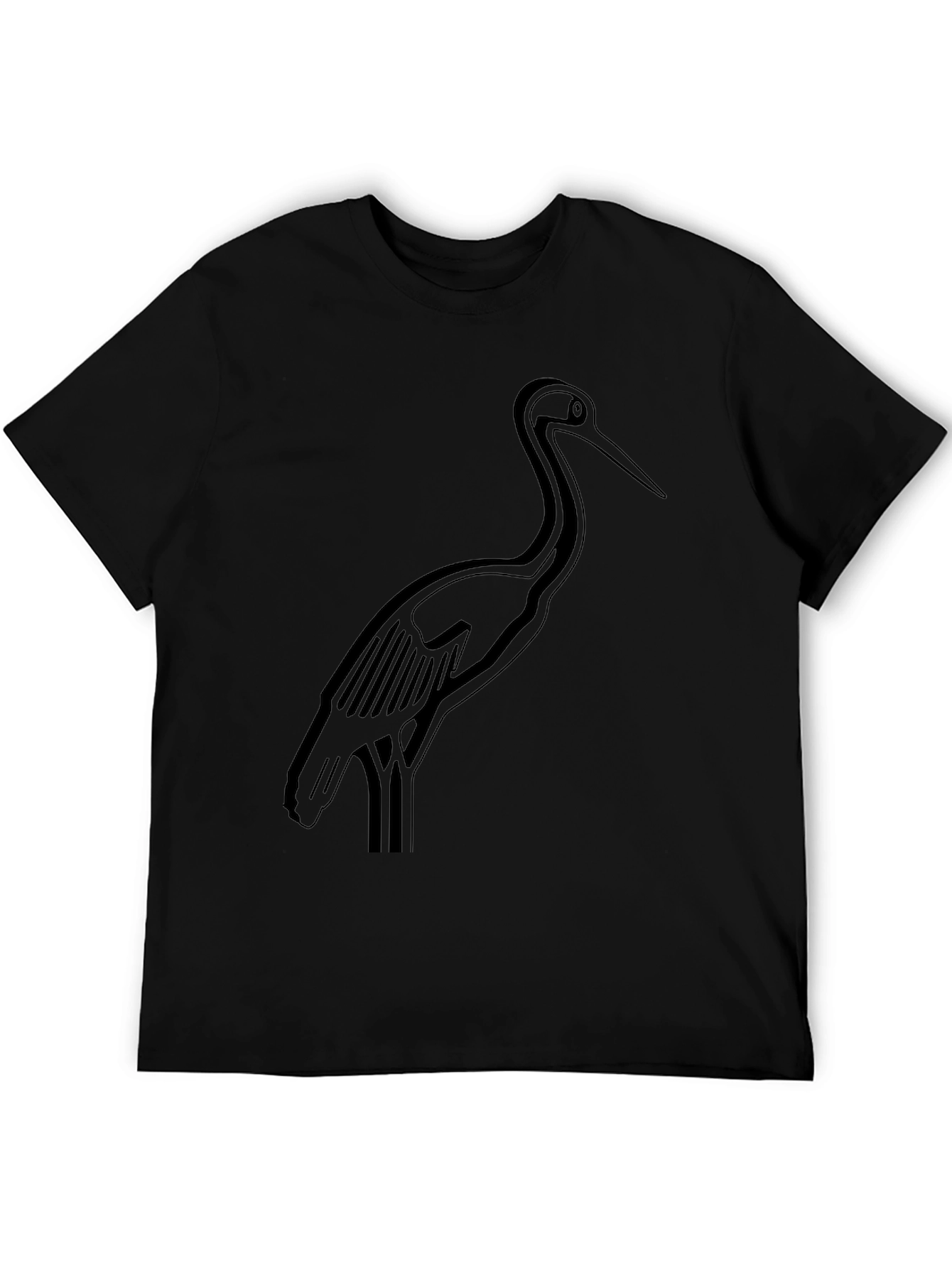 Black Crane Graphic Tee - Stylish Bird Design