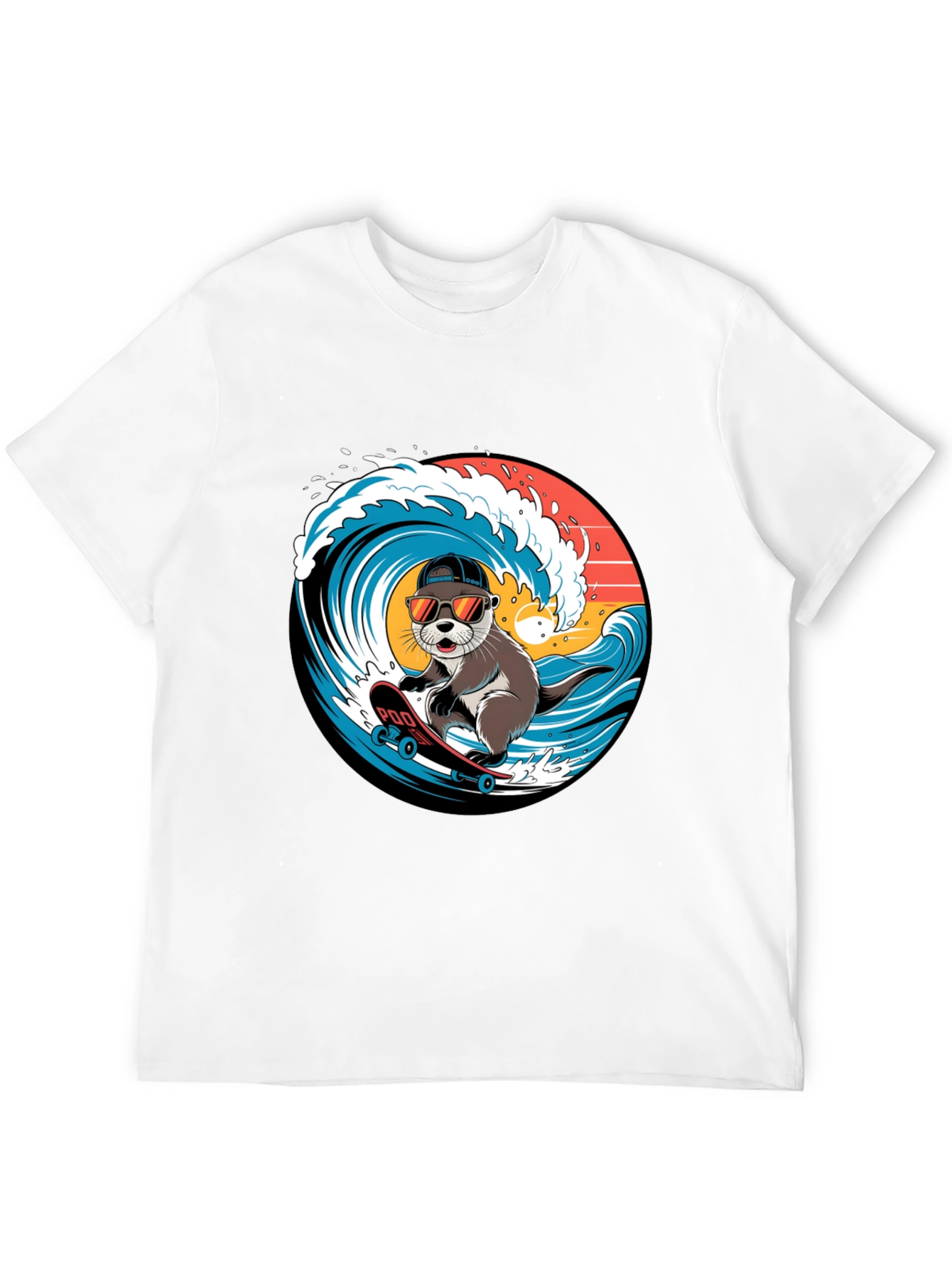 Cool Otter Skateboarder Graphic Tee