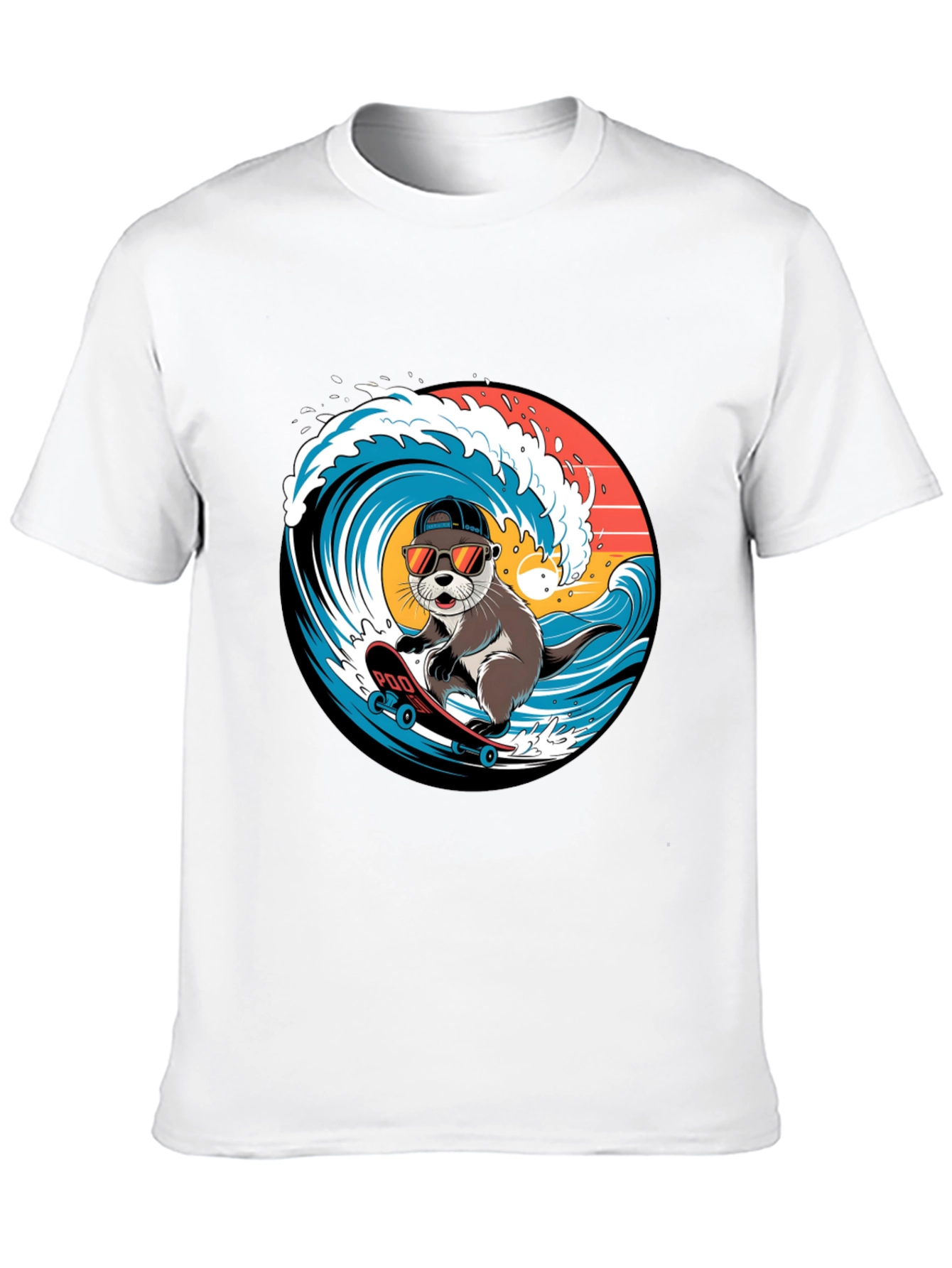 Cool Otter Skateboarder Graphic Tee