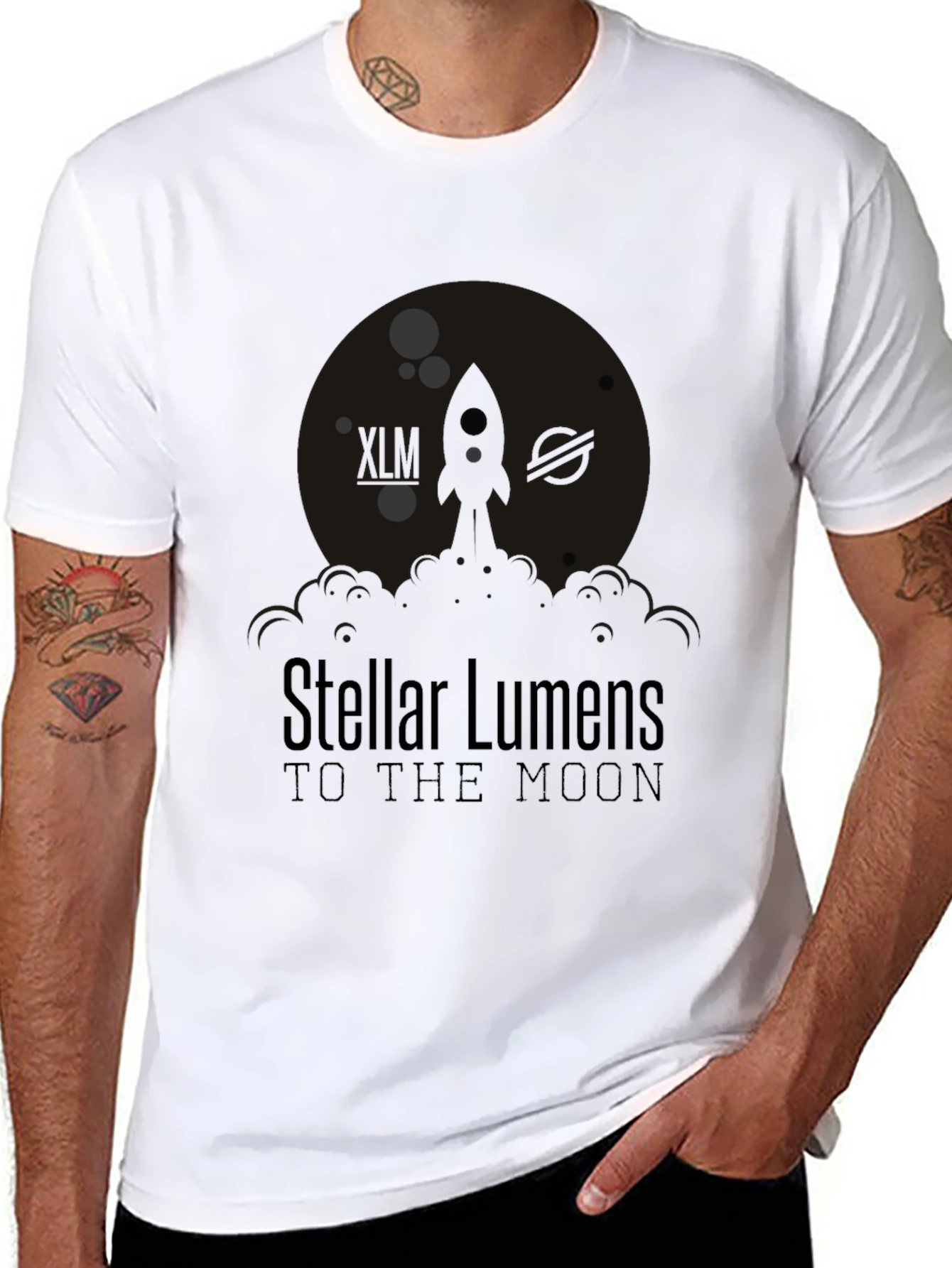Stellar Lumens To The Moon Black Graphic T-Shirt