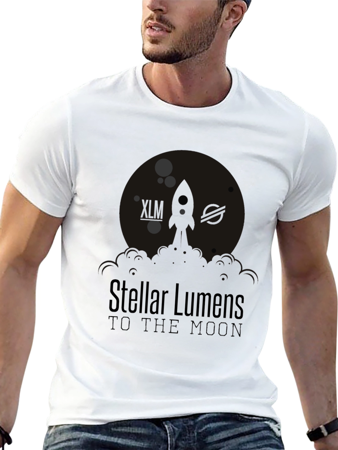 Stellar Lumens To The Moon Black Graphic T-Shirt