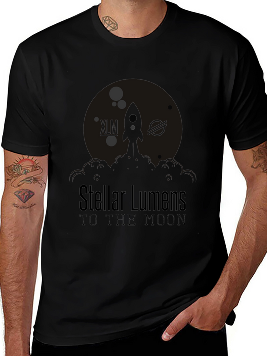 Stellar Lumens To The Moon Black Graphic T-Shirt
