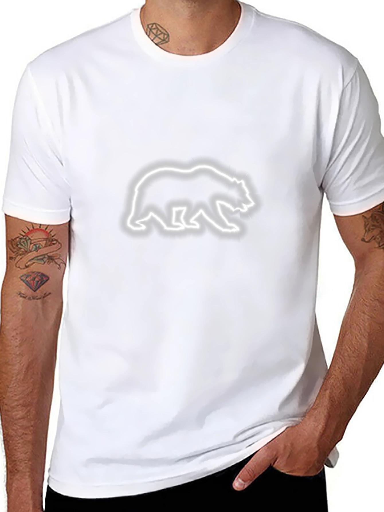 Bear Outline Graphic Tee - Casual Cool